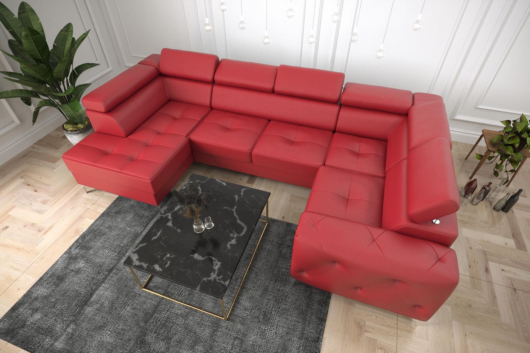 Rot Made Kunstleder, JVmoebel Europe Wohnlandschaft Ecksofa Ecke in Couch Polster Textil Sofa