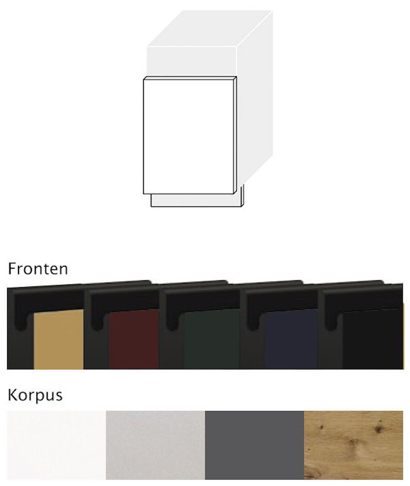 Feldmann-Wohnen Sockelblende Velden, schwarz wählbar Sockelfarbe und 45cm grifflos teilintegriert Front- matt super