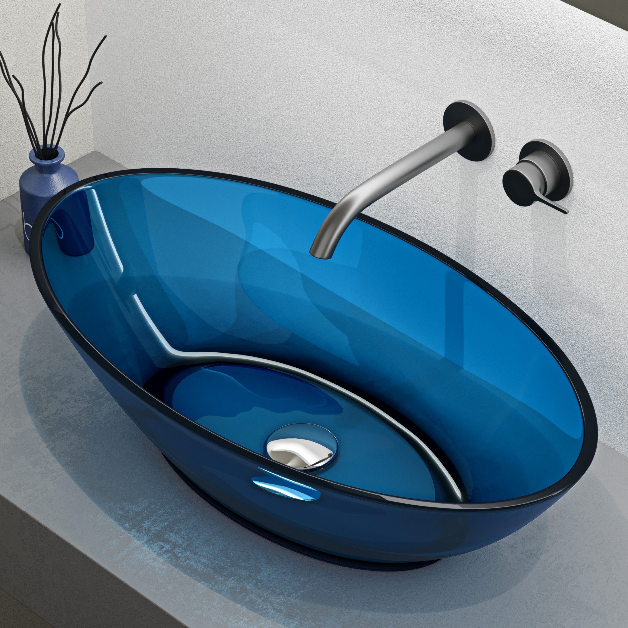 Mai & Mai Waschbecken Aufsatzwaschbecken Waschschale aus Kunstharz Oval 63x34x17 Coloria02, In einem Stück gegossen, leichte Reinigung