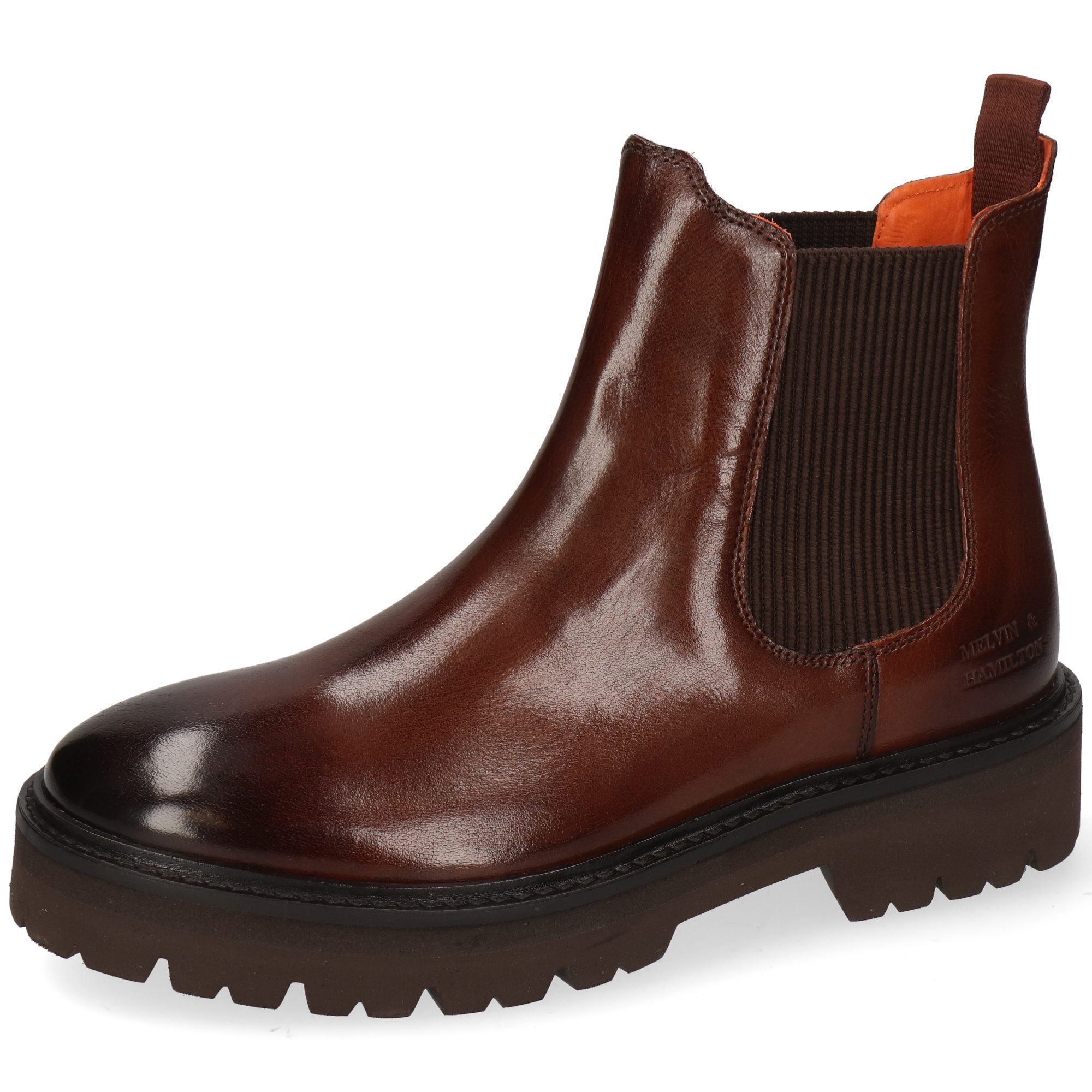 Melvin & Hamilton Jenny 2 Leder-Chelsea Boots für Damen Stiefelette Block-Absatz, Echtes Leder, Vegetabile Gerbung