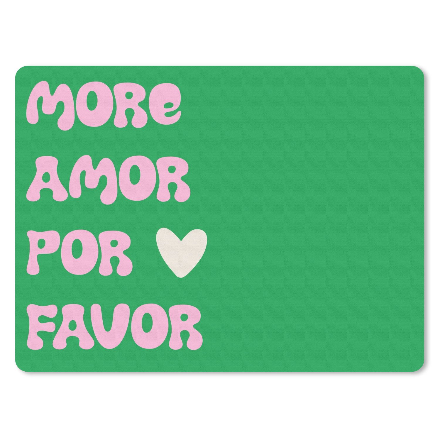MuchoWow Mauspad Amor - Valentinstag - Grün - Text (1-St), Gaming, Mousepad Klein, Büro Zubehör, Mausunterlage, 23x19 cm