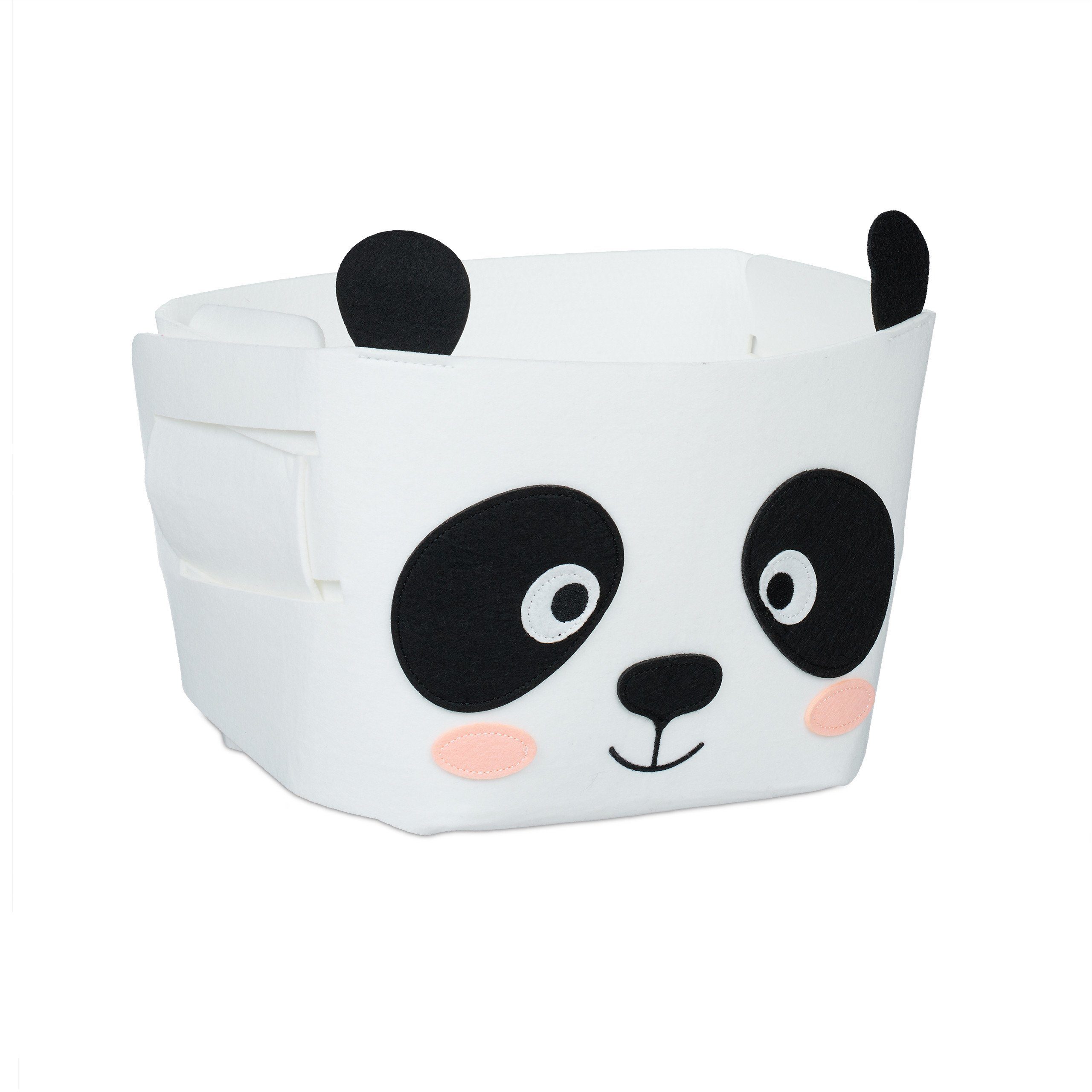 Panda Aufbewahrungskorb Filz Schwarz Weiß Tiermotiv, Aufbewahrungskorb relaxdays Rosa mit