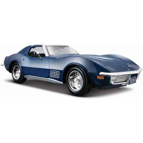 Maisto® Sammlerauto Chevrolet Corvette '70, 1:24, blau, Maßstab 1:24, aus Metallspritzguss