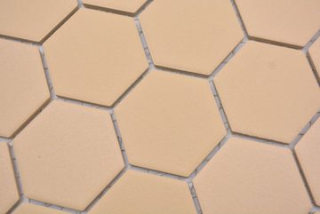 Mosani Mosaikfliesen Hexagonale Sechseck Mosaik Fliese Keramik ockerorange
