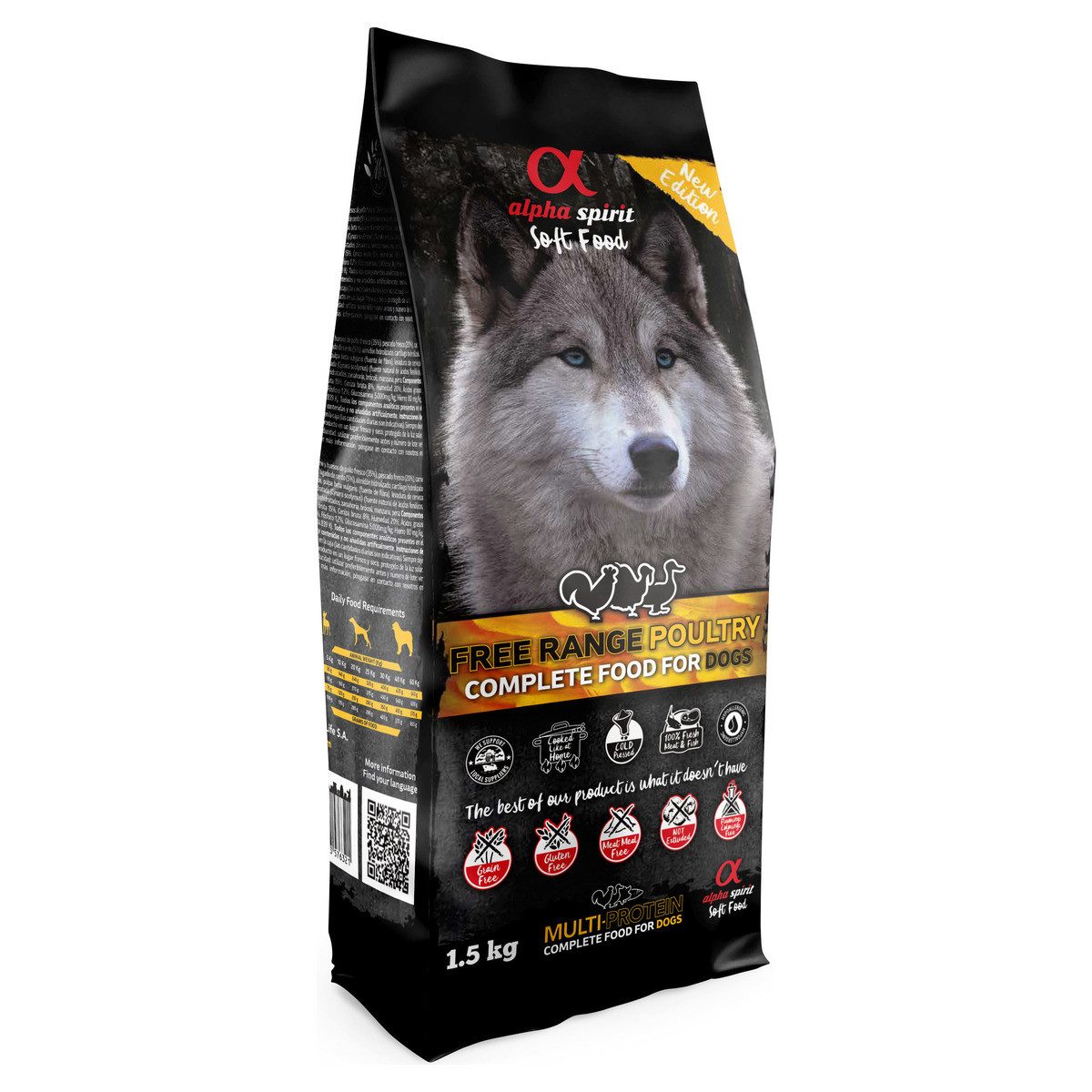 Alpha Spirit Complete Soft Food Freiland-Geflügel 9 kg, Trockenfutter für: Hund