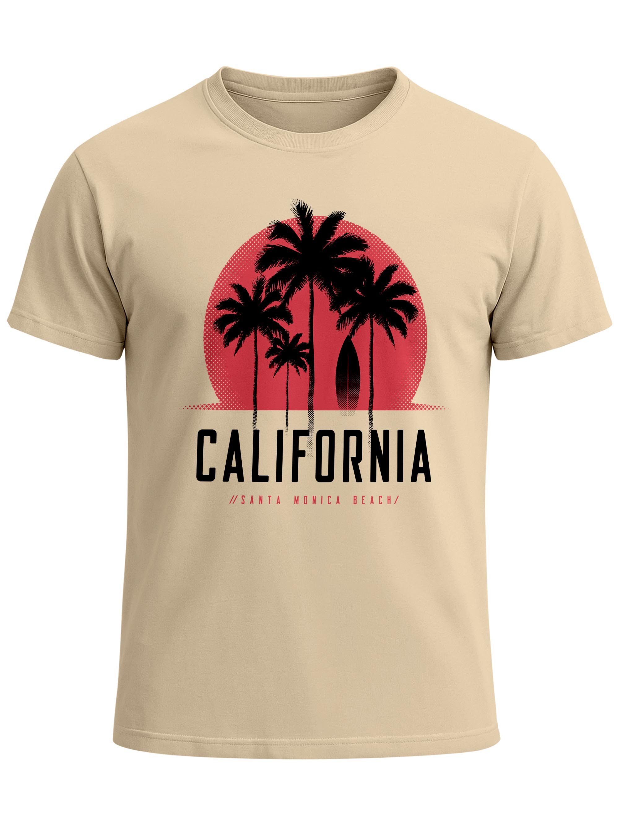 Print-Shirt Herren T-Shirt California Palmen Santa Monica Beach Sommer Sonne