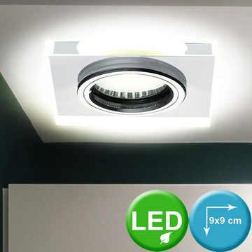 etc-shop LED Einbaustrahler, Leuchtmittel inklusive, Warmweiß, 4er Set Decken Lampen Glas Einbau Spots Wohn Arbeits Zimmer Deko LED