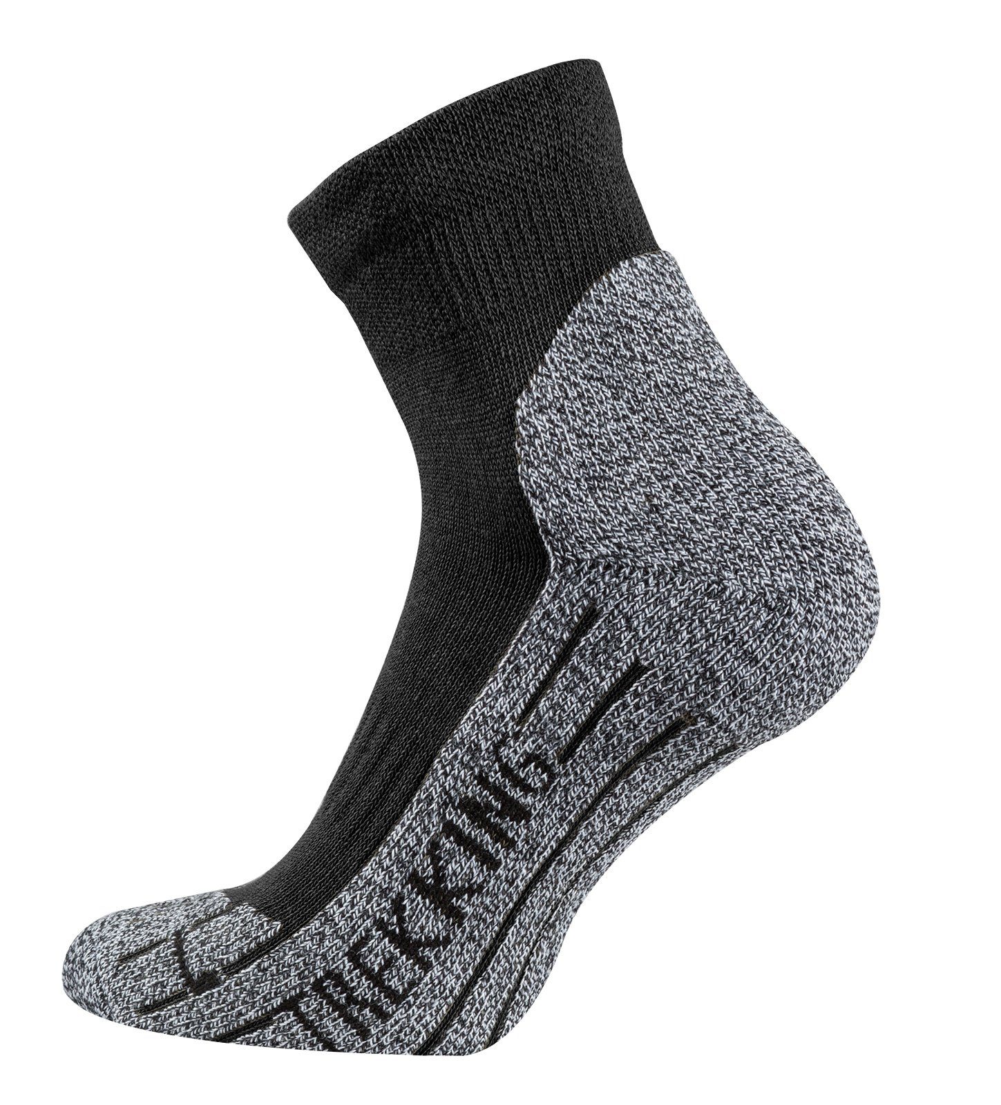 24 mit TippTexx Trekkingsocken, Coolmax-Garn 4 Paar Schwarz Kurzschaft Sportsocken Wandersocken