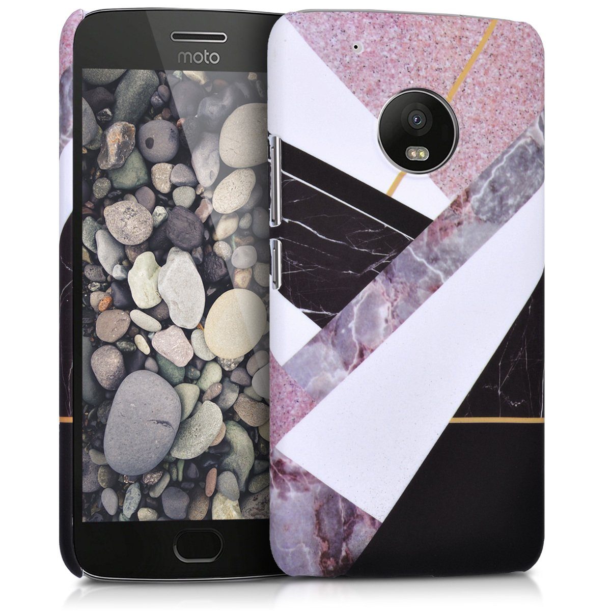 kwmobile Handyhülle, Hülle für Motorola Moto G5 Plus - Handy Case Cover  Schutzhülle - Marmor Mix Design
