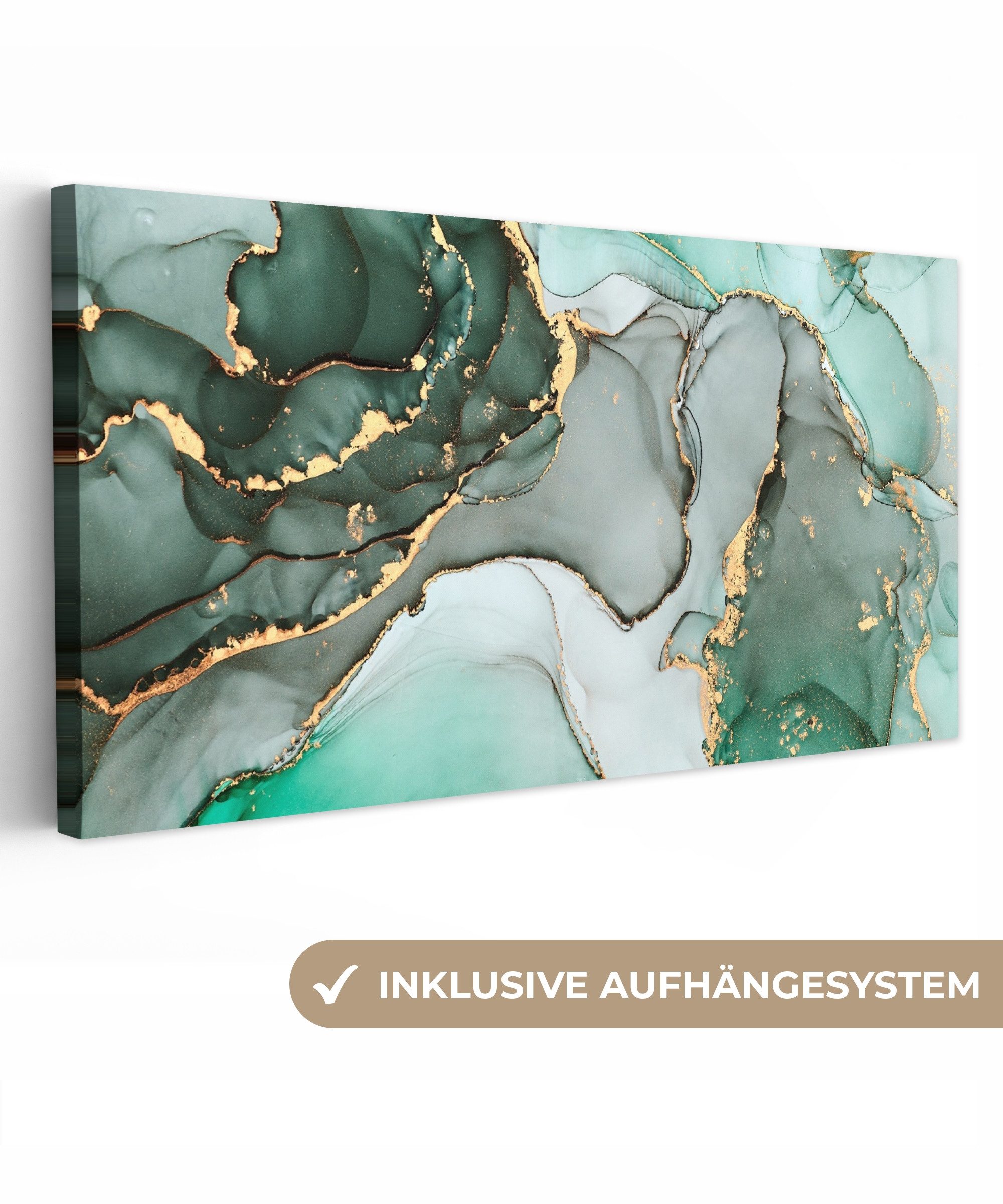 OneMillionCanvasses® Leinwandbild Panorama Gold - Marmor günstig online kaufen
