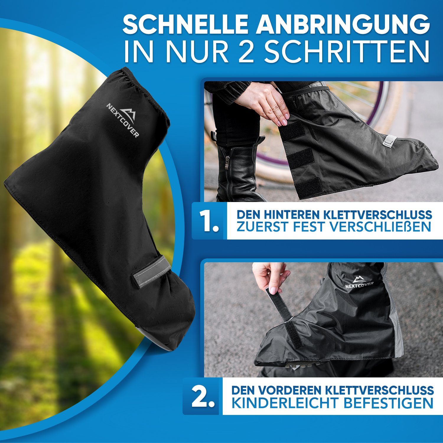 Nextcover Fahrrad-Überschuh Universelle Überschuhe Fahrrad I 100% Wind-& wasserdicht