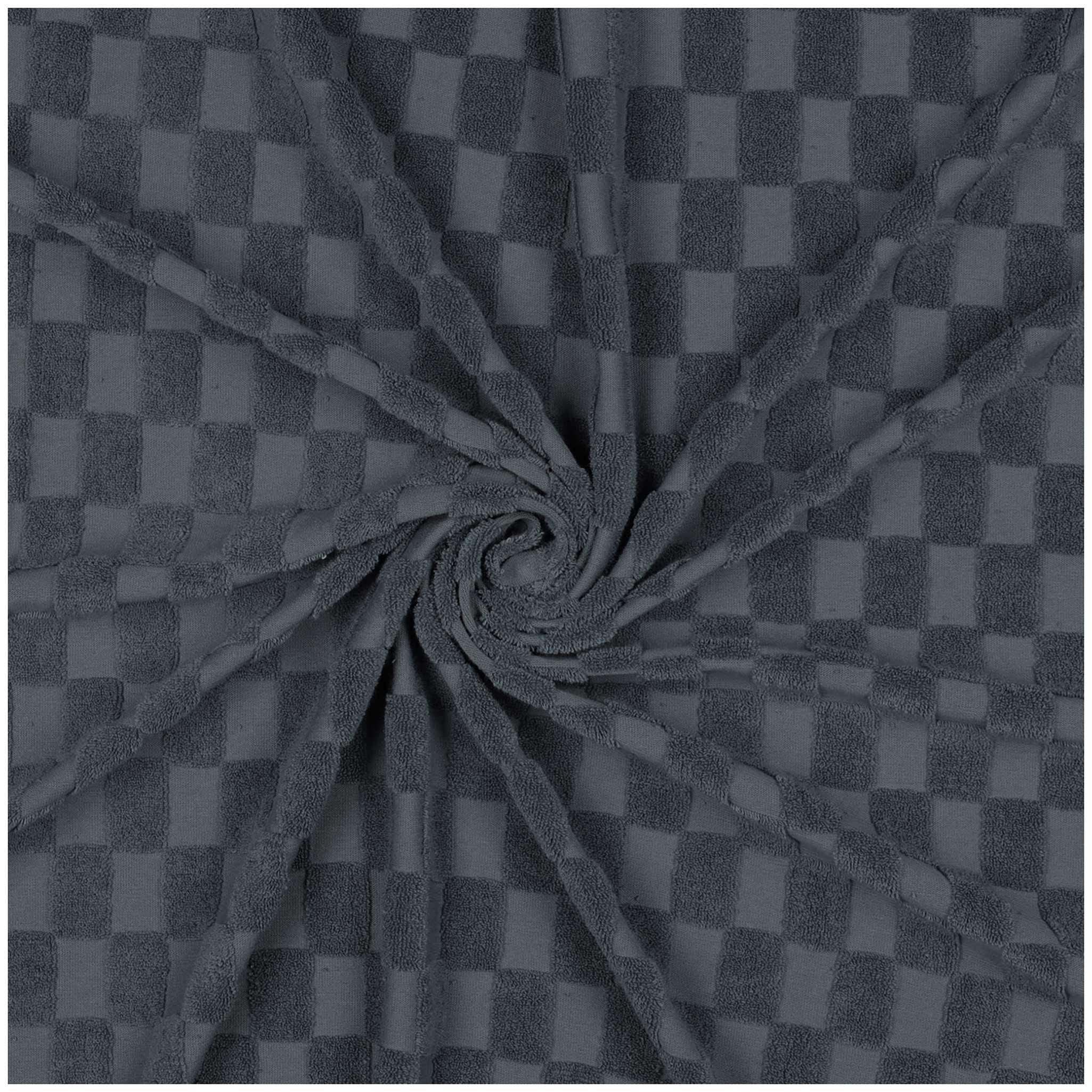 maDDma Stoff Jacquard-Frottee Karomuster ab 0,5m x 155cm uni Baumwolle Frottee, taubenblau