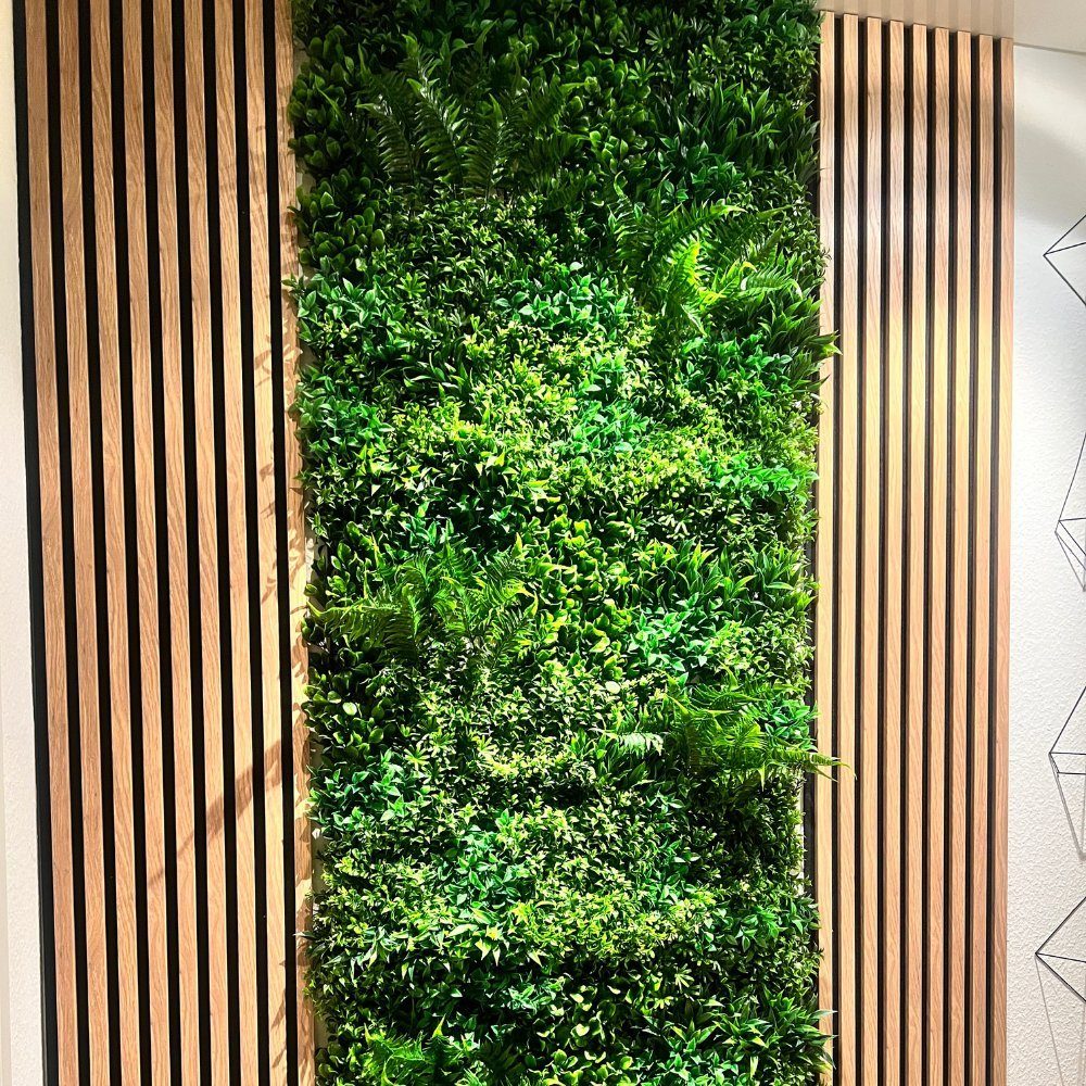 Kunstbaum Pflanzenwand Kunsthecke Wini in Grün aus Kunststoff
