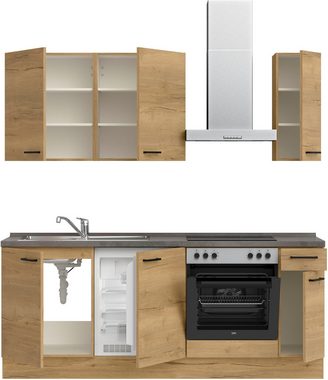 nobilia® Küchenzeile "Structura basic", vormontiert, Ausrichtung wählbar, Breite 210 cm, ohne E-Geräte