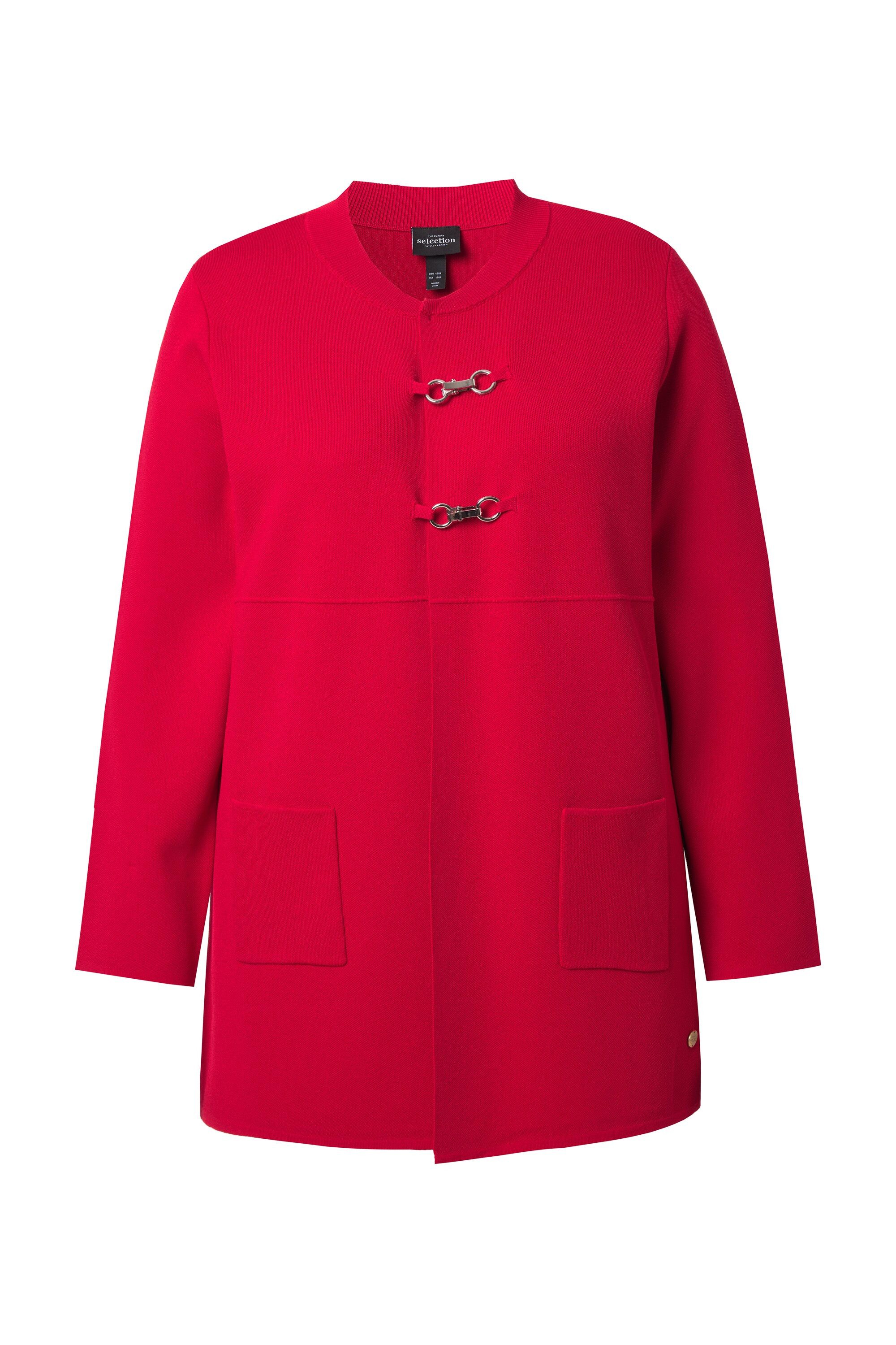 Ulla Popken Strickjacke Strickjacke Waffelstruktur Collegekragen Langarm günstig online kaufen