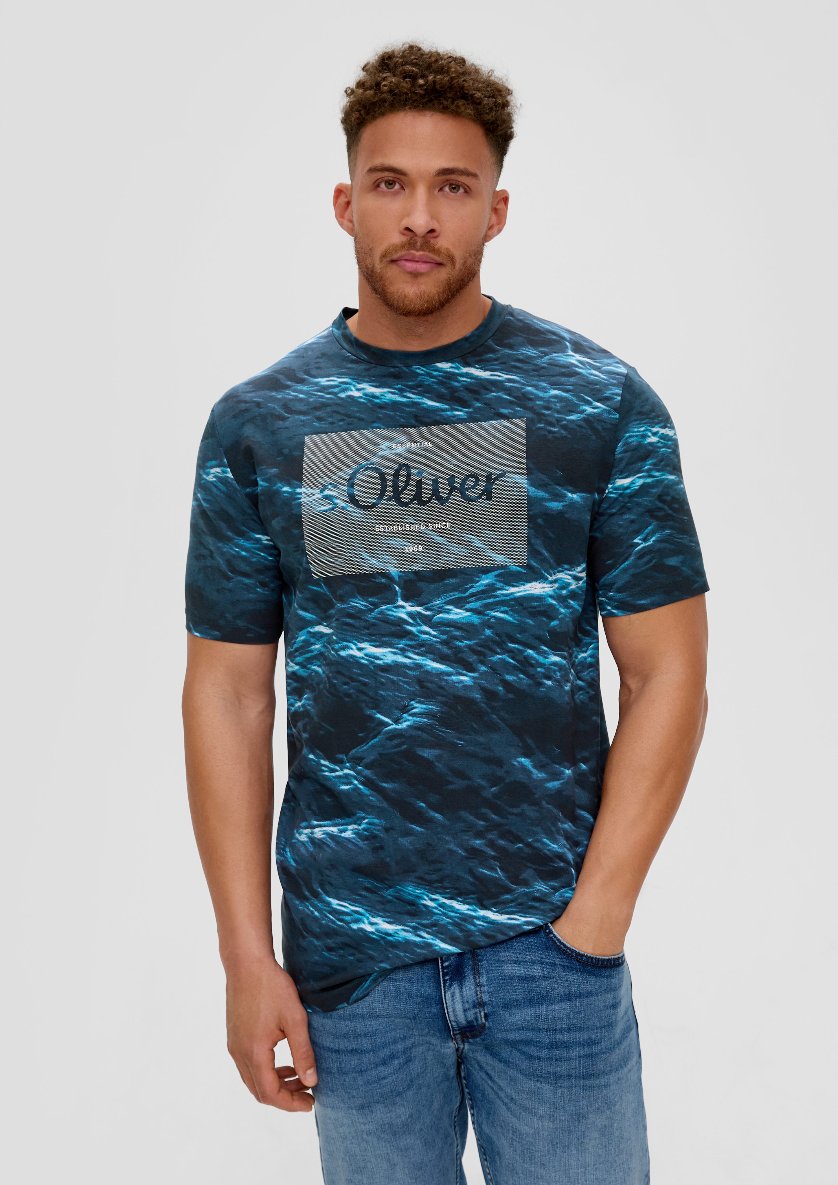 s.Oliver Kurzarmshirt T-Shirt aus Baumwollstretch