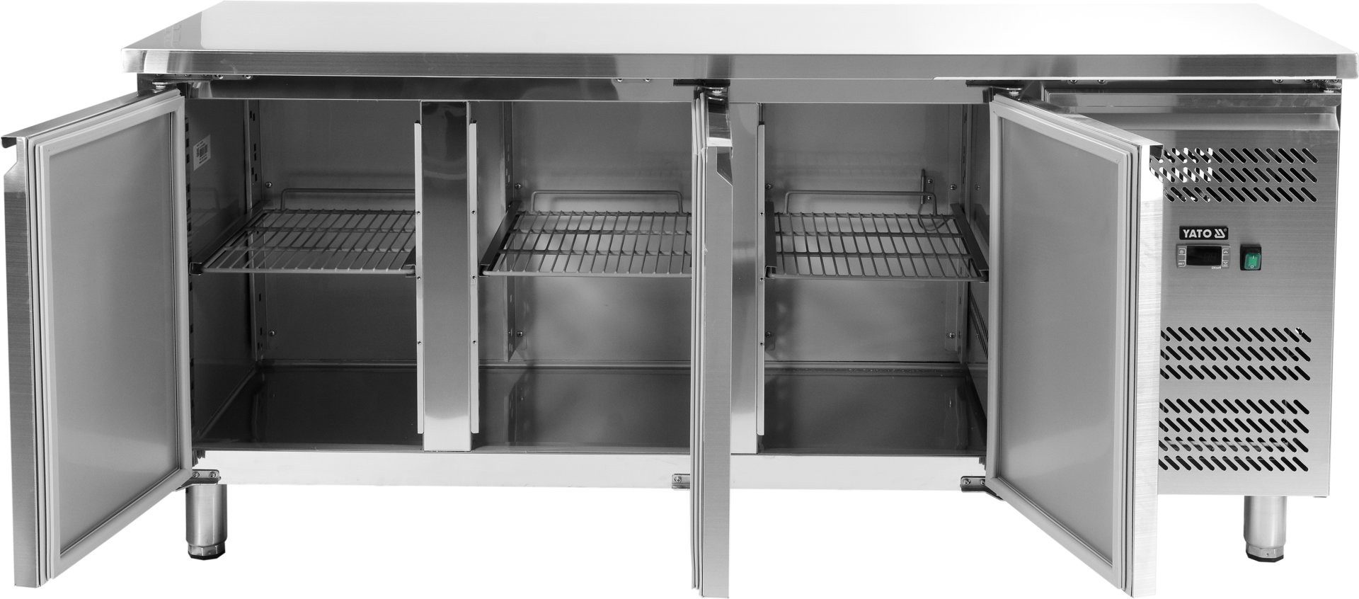 Yato Arbeitstisch Banco refrigerato con 3 porte, temperatura -2 ~ +8 °C, 230W, 339L
