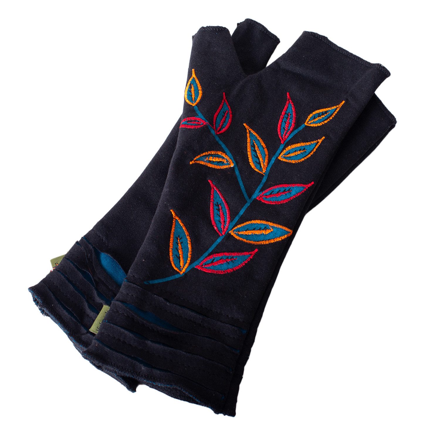 Vishes Armstulpen Bestickte Damen Handschuhe Stulpen mit Daumen Fleece Gefü günstig online kaufen