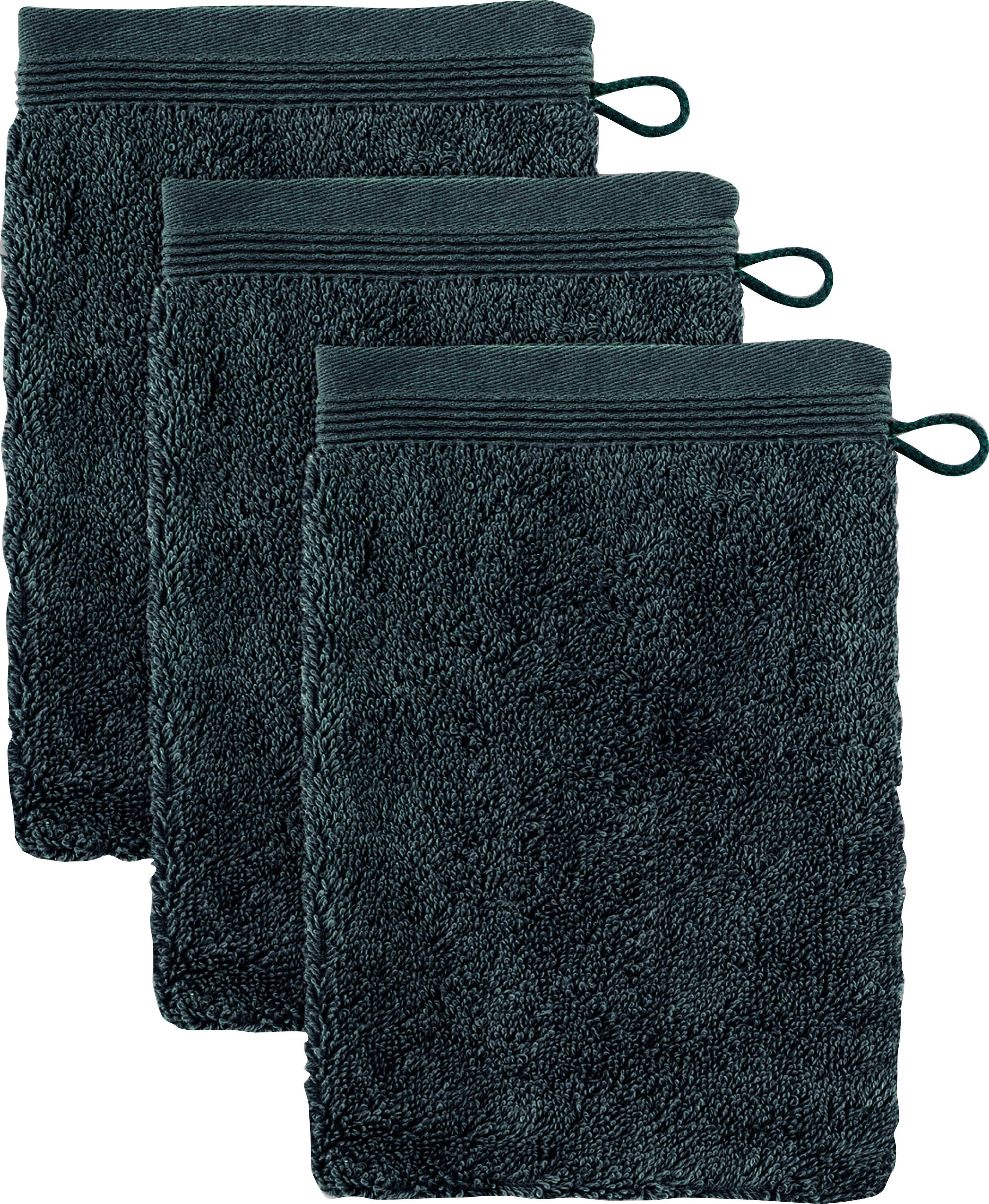 Möve Waschhandschuh Superwuschel, (Set, 3-St), Waschhandschuh Set mit Bordüre, 100% Premium Cotton Baumwolle, weich