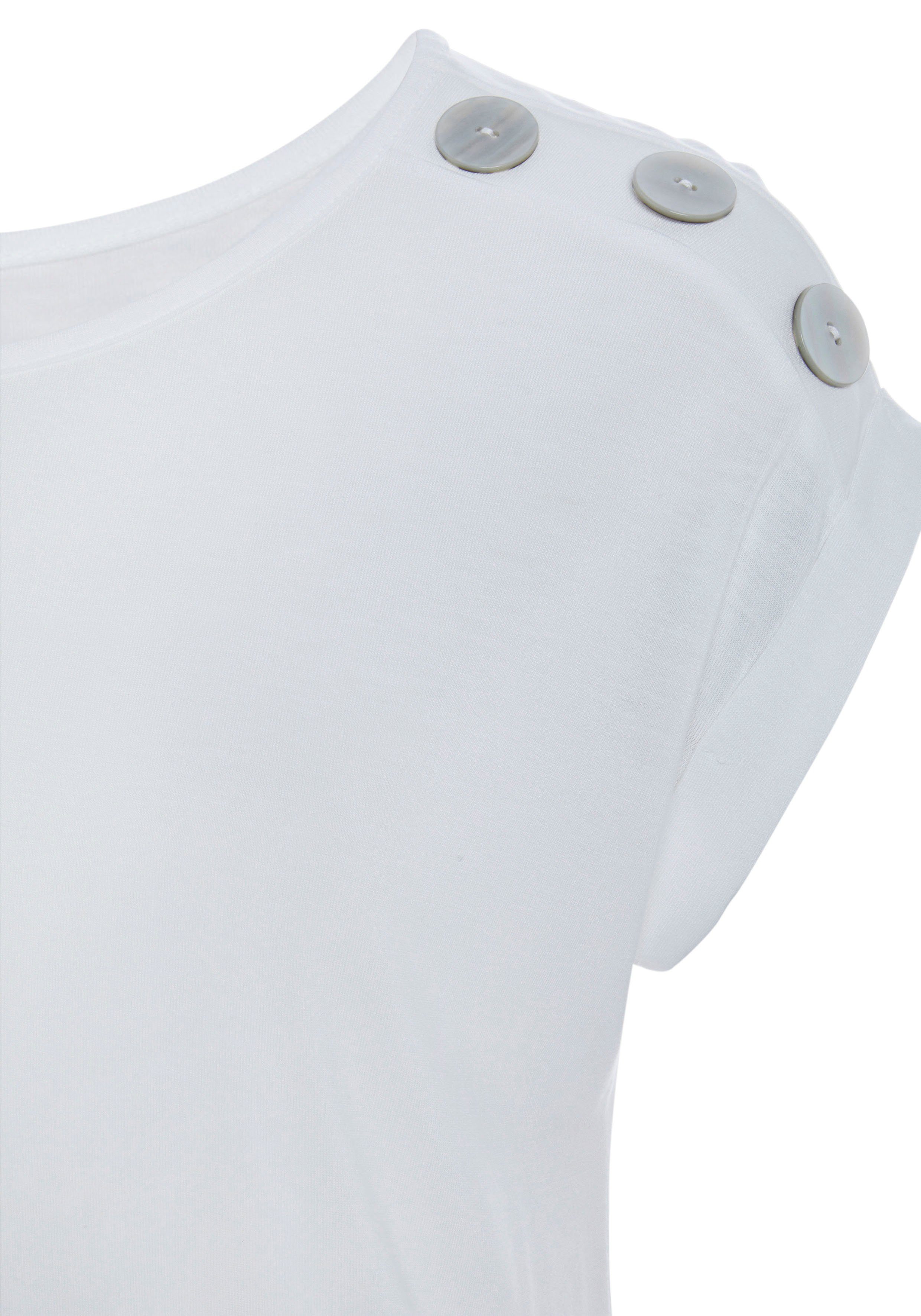 Buffalo Kurzarmshirt mit Zierknöpfen, bequemes T-Shirt aus Jersey, Basic
