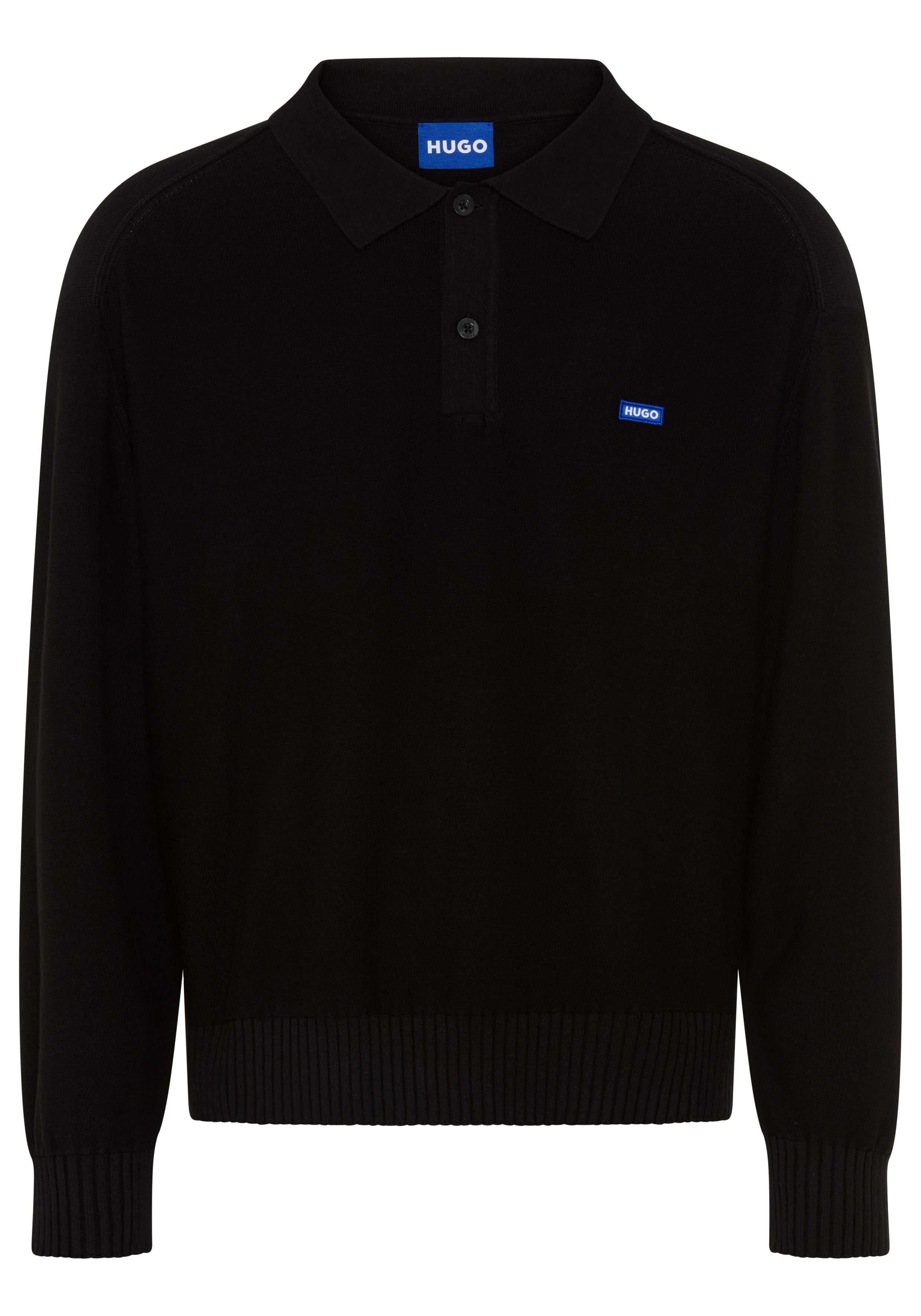 HUGO Strickpullover San Patty Polokragen, Knopfleiste, Regular Fit, reine Baumwolle