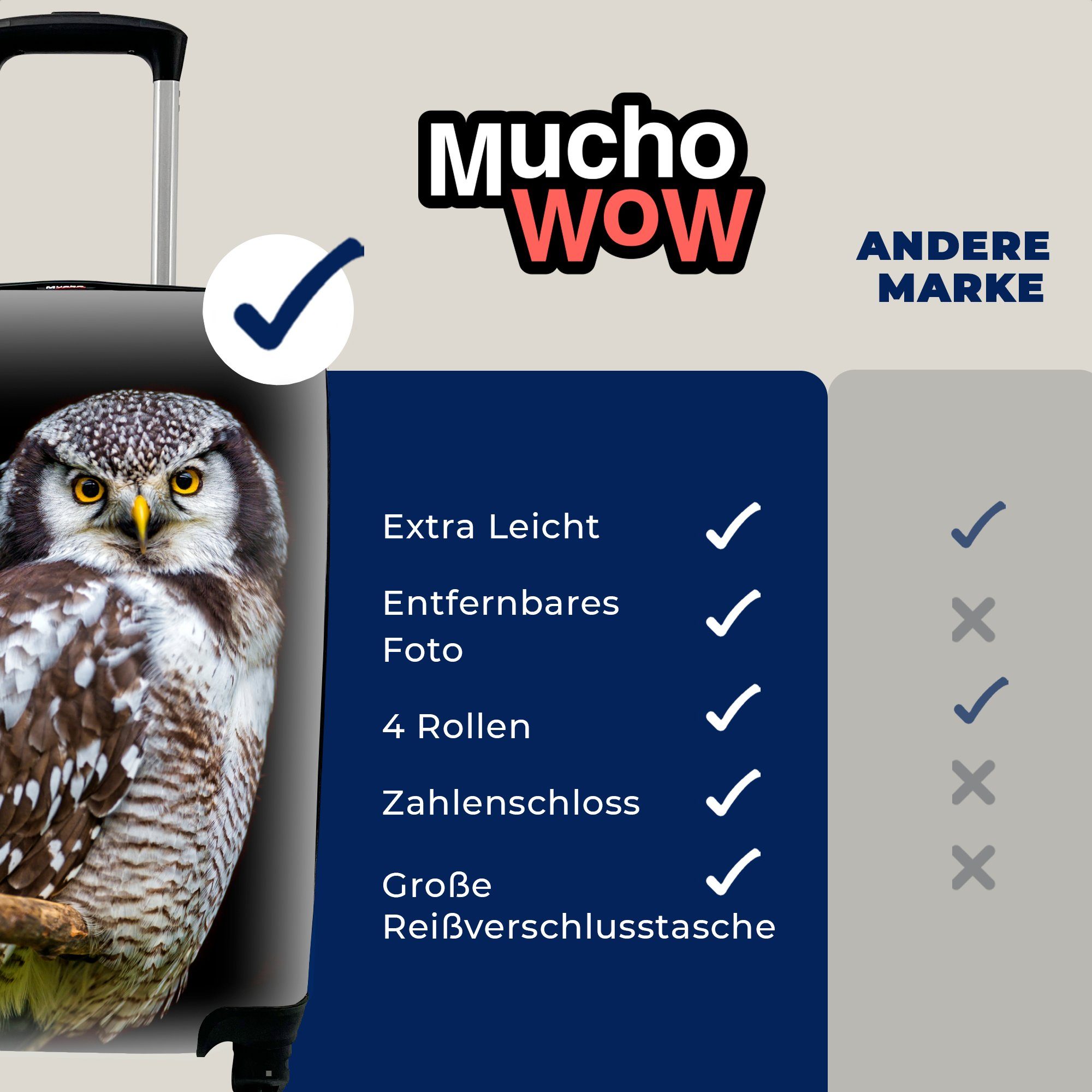 Handgepäck Sperbers, MuchoWow Reisetasche Tierporträt Ferien, eines Reisekoffer rollen, mit 4 für Rollen, Trolley, Handgepäckkoffer