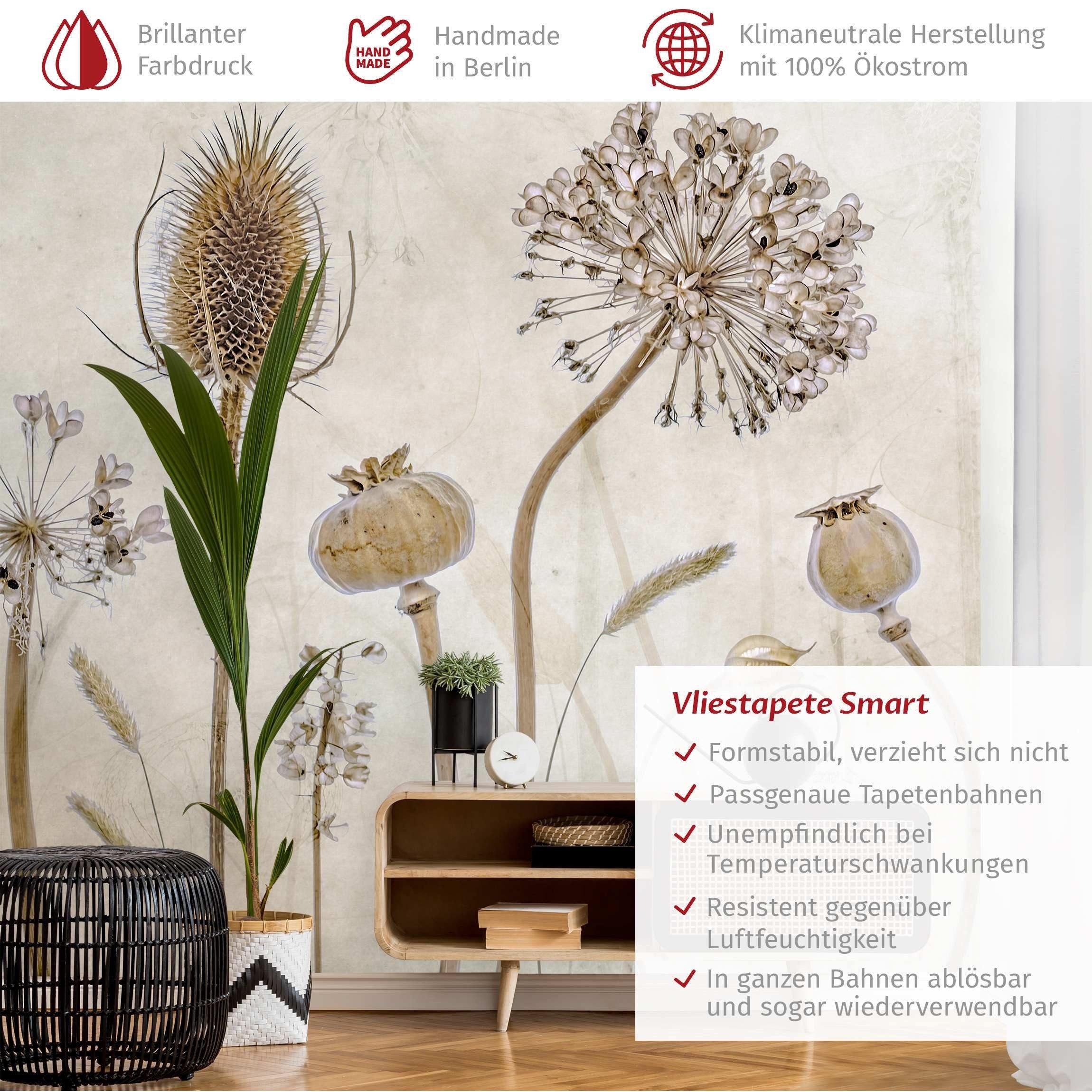 Bilderdepot24 Vliestapete Vintage Growing Old Blumen günstig online kaufen