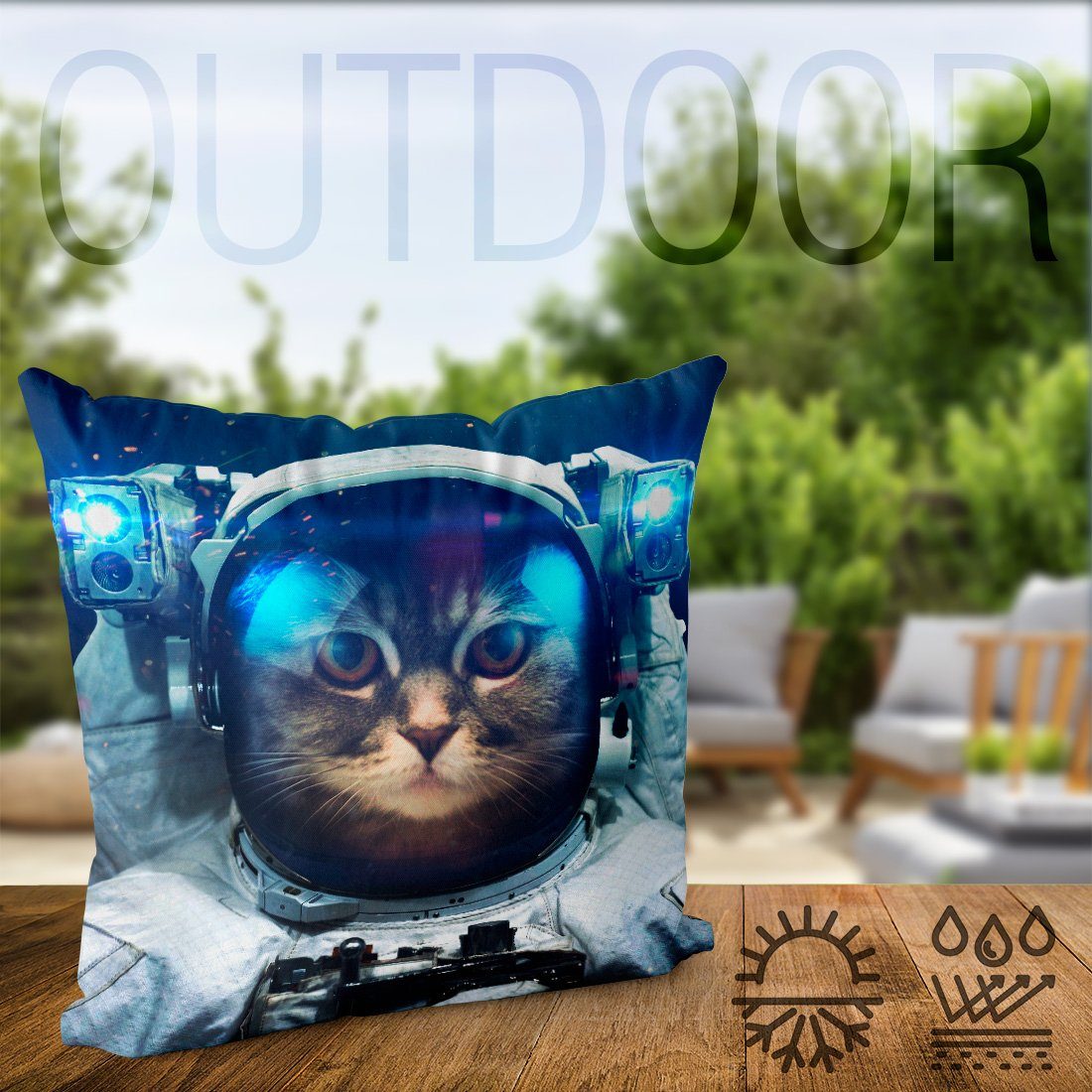 Astronaut Katze Astronaut Raumschiff (1 VOID Raumfahrt Kissenbezug, Stück), Sofa-Kissen Weltall Kissenbezug Space Katze