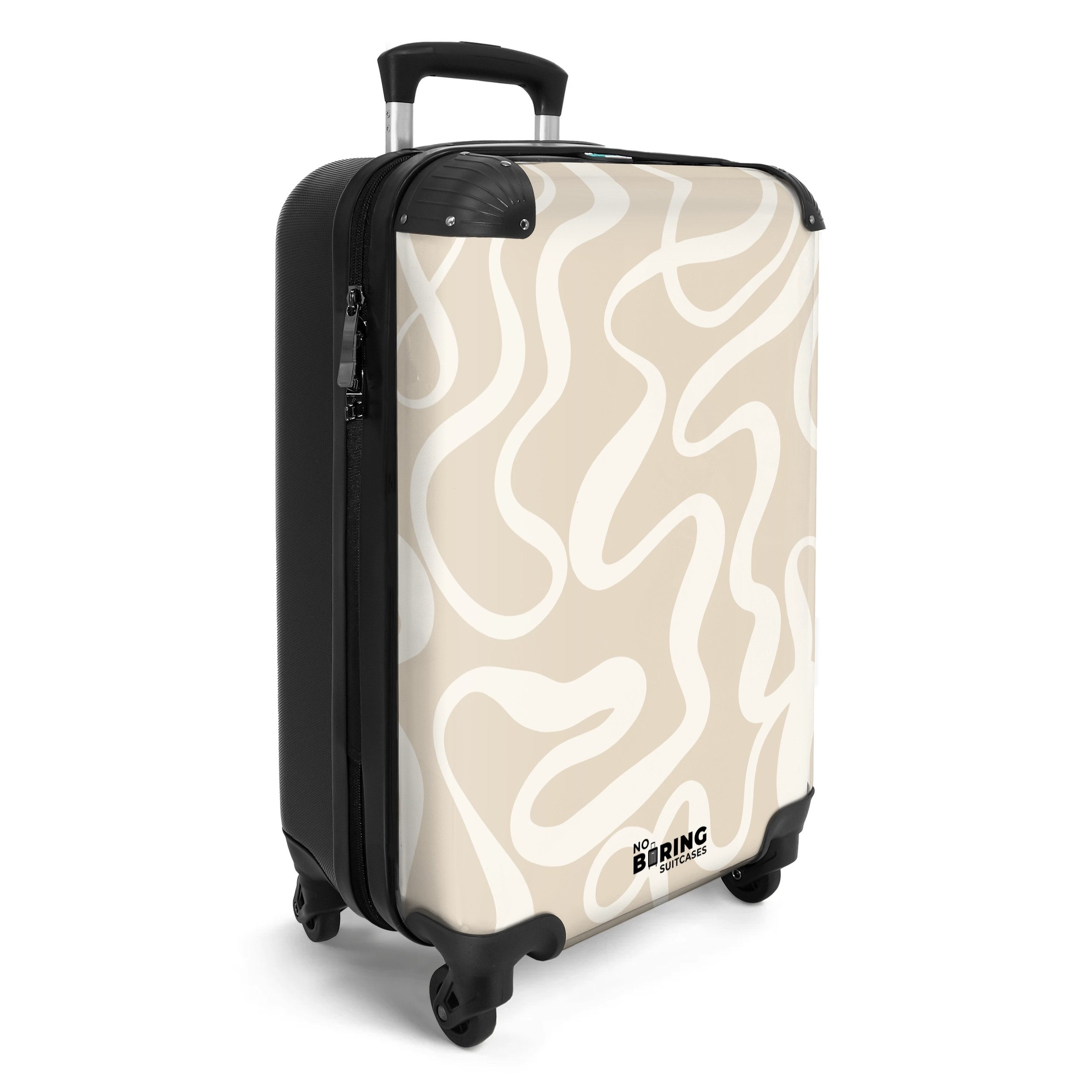 NoBoringSuitcases.com© Hartschalen-Trolley Beige mit weißen abstrakten günstig online kaufen