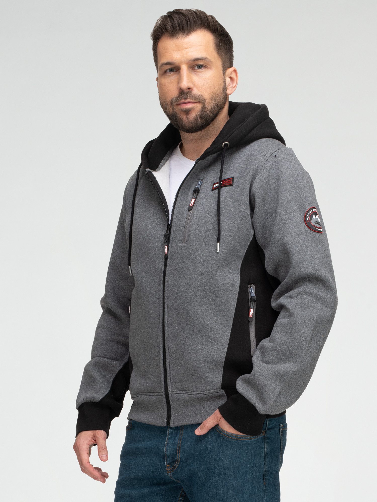 Rock Creek Kapuzenpullover Sweatjacke Herren Hoodie Reißverschluss H-413 mit Stehkragen – Bild 5 von 5