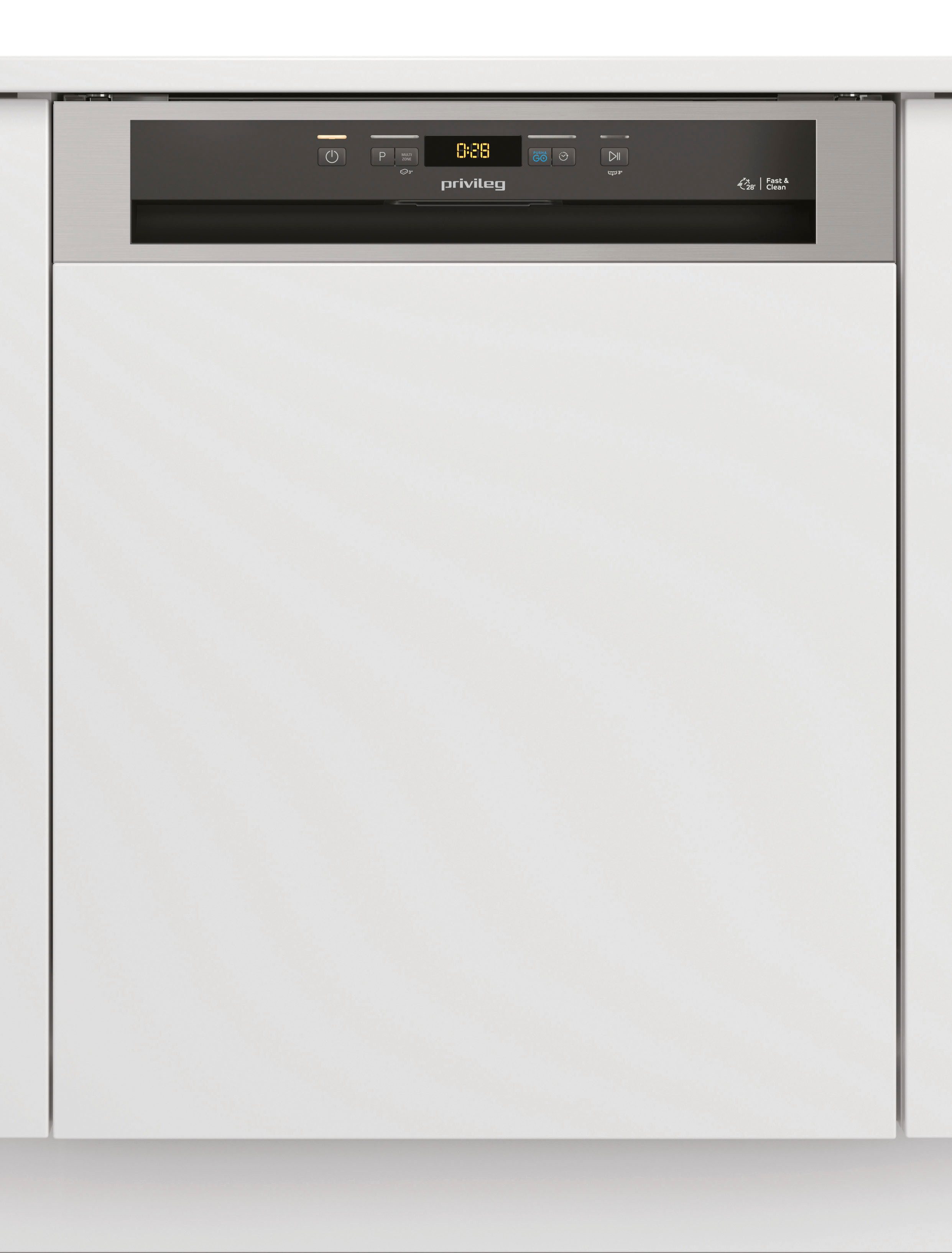 Privileg teilintegrierbarer Geschirrspüler P0B ECO D551 X, 14 Maßgedecke, Fast&Clean 28’ – das effektive Reinigungsprogramm unter 28 Minuten