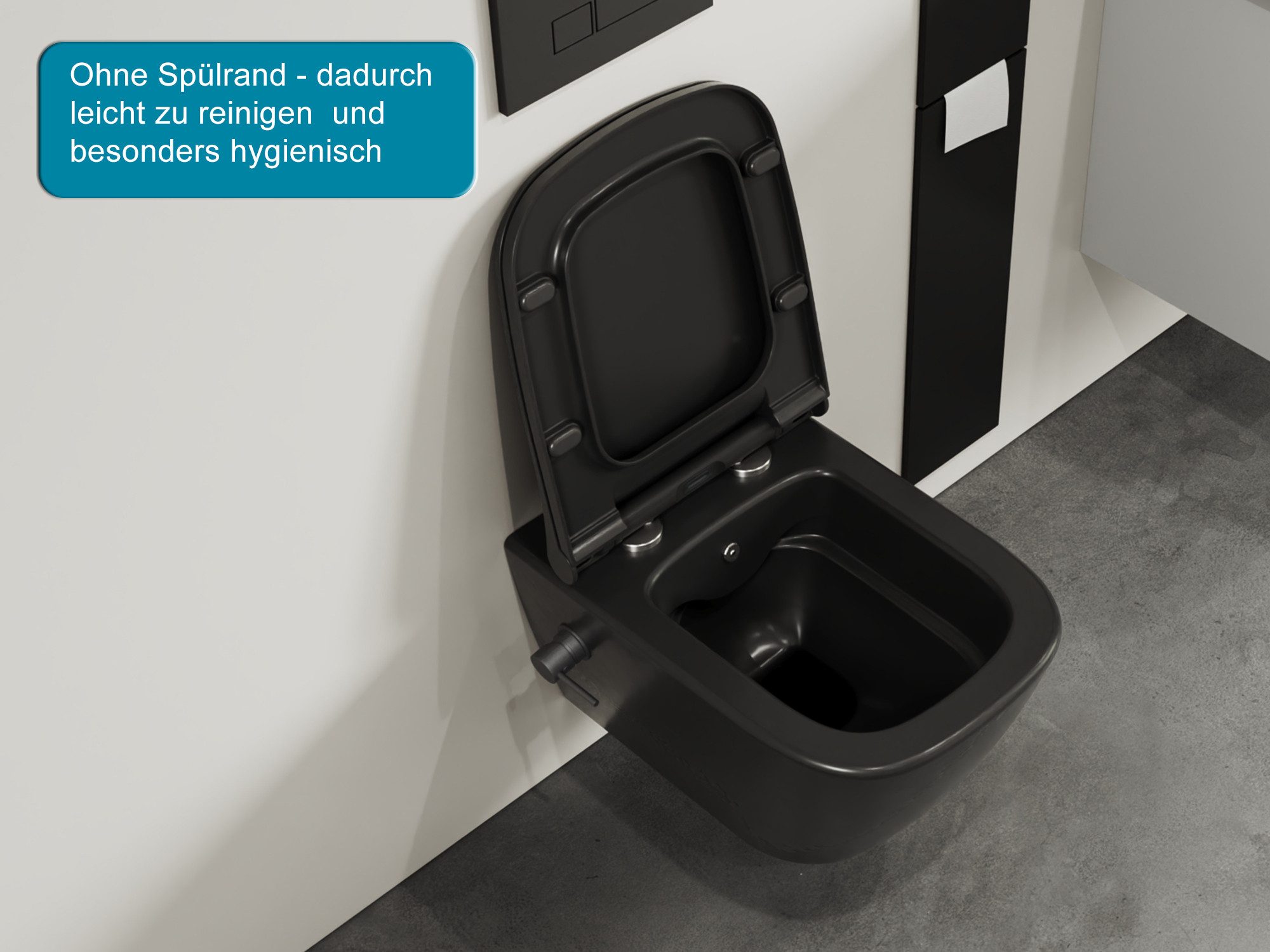 Aqua Bagno Dusch-WC Hänge-Dusch-WC spülrandlos Toilette mit Mischer & WC-Sitz, wandhängend, Abgang waagerecht – Bild 4 von 5