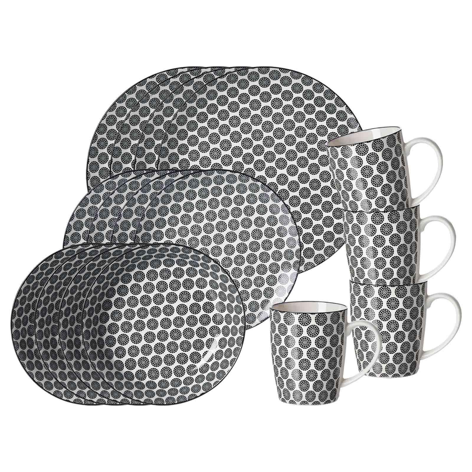 Ritzenhoff & Breker Kombiservice Takeo Circles Kombiservice 16er Set (16-tlg), 4 Personen, Porzellan