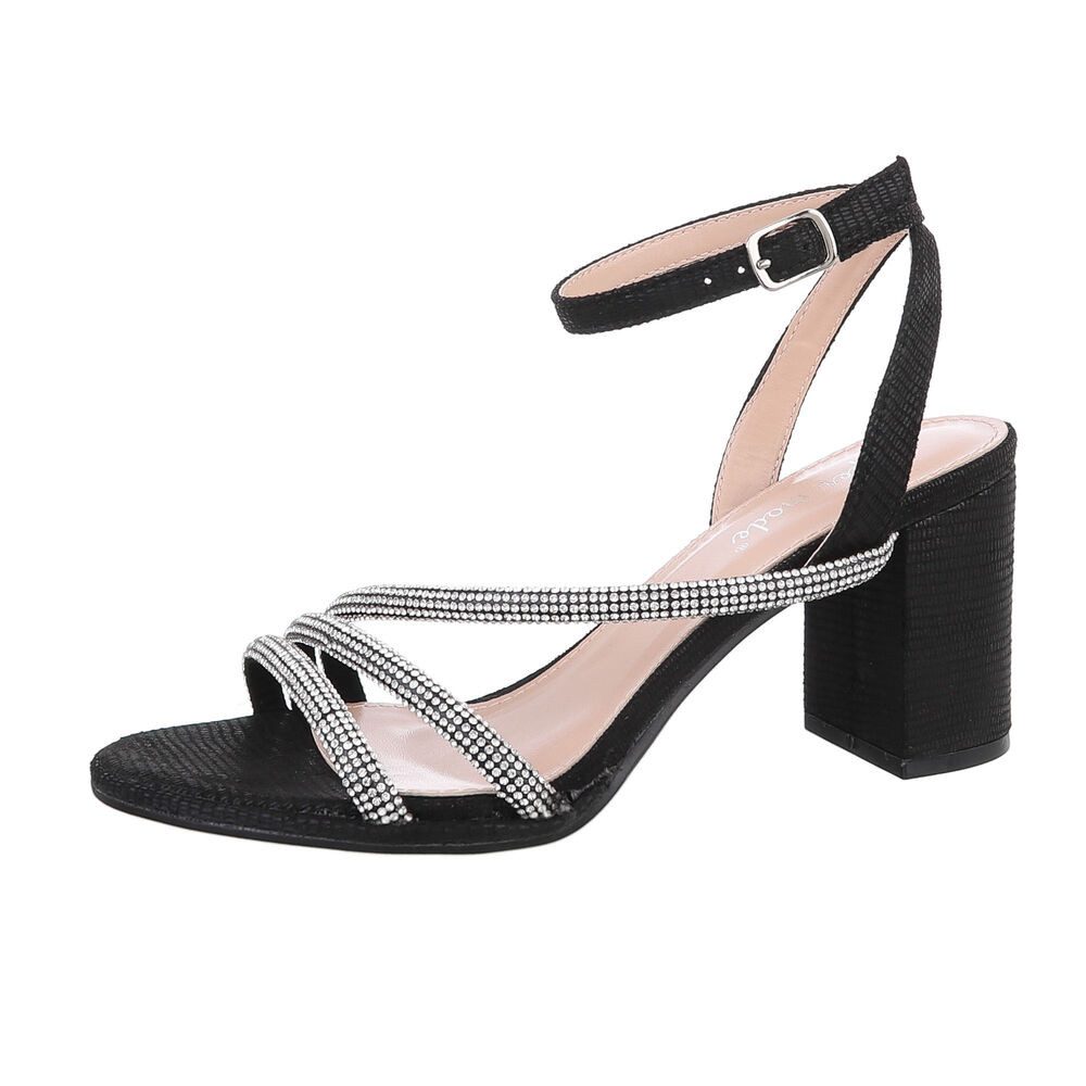 Ital-Design Damen Abendschuhe Elegant Sandalette (86345082) Blockabsatz Sandalen & Sandaletten in Schwarz