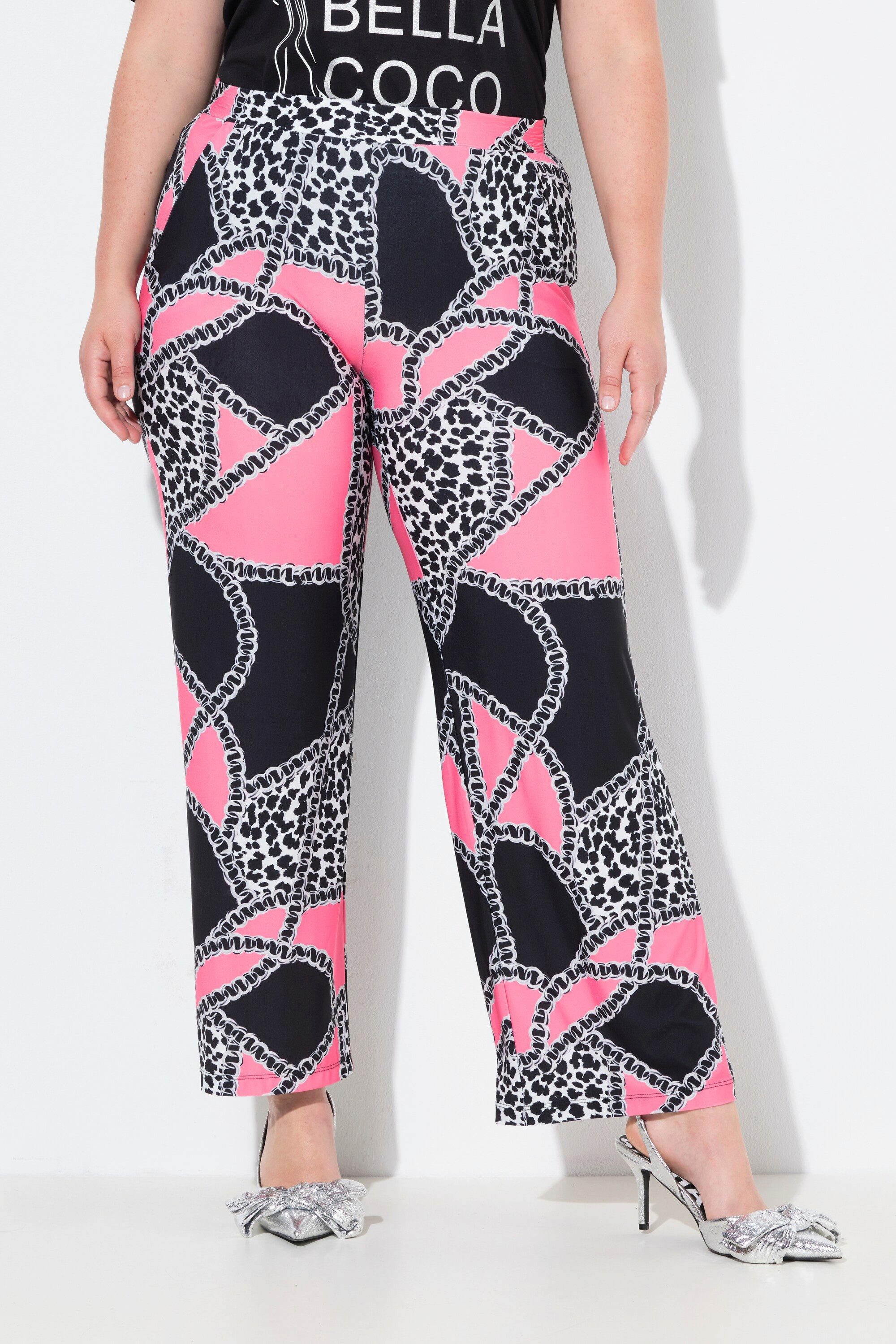 MIAMODA Schlupfhose Hose weites gerades Bein Kettenmuster