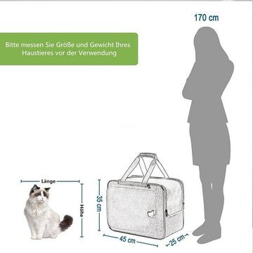 EUGAD Tiertransporttasche bis 8,00 kg, Oxford Dunkelgrau 45x25x35cm
