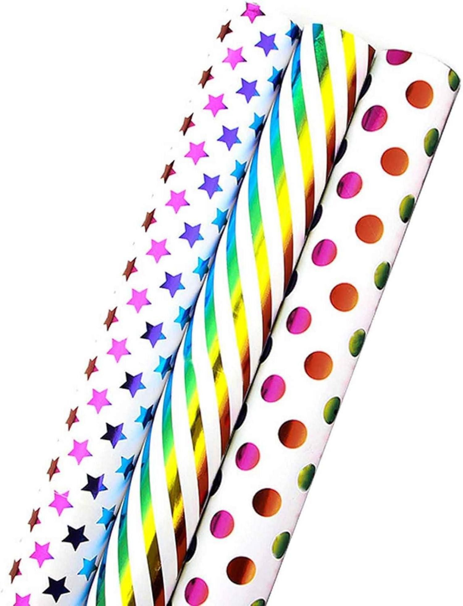 LuxusKollektion Geschenkpapier Regenbogen Glitzer Geschenkpapier Set 3 Rollen 43cm x 3m für