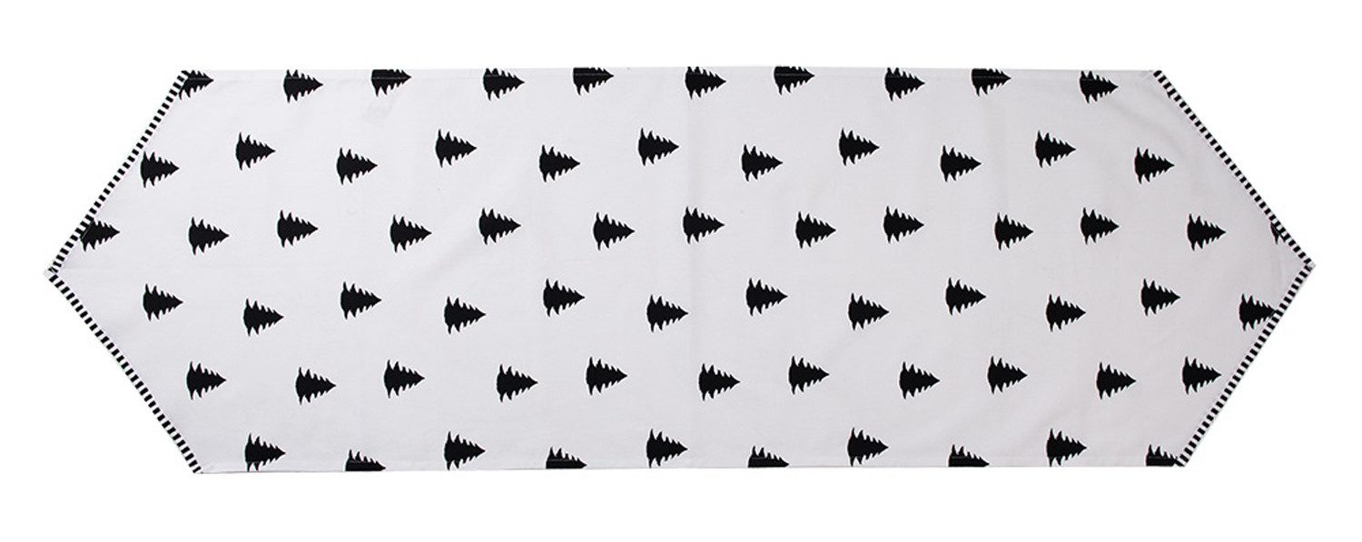 Clayre & Eef Tischläufer Black & White X-Mas (Set 1-tlg, 1-teilig), Tischläufer Tischdecke ca.50x160cm Baumwolle