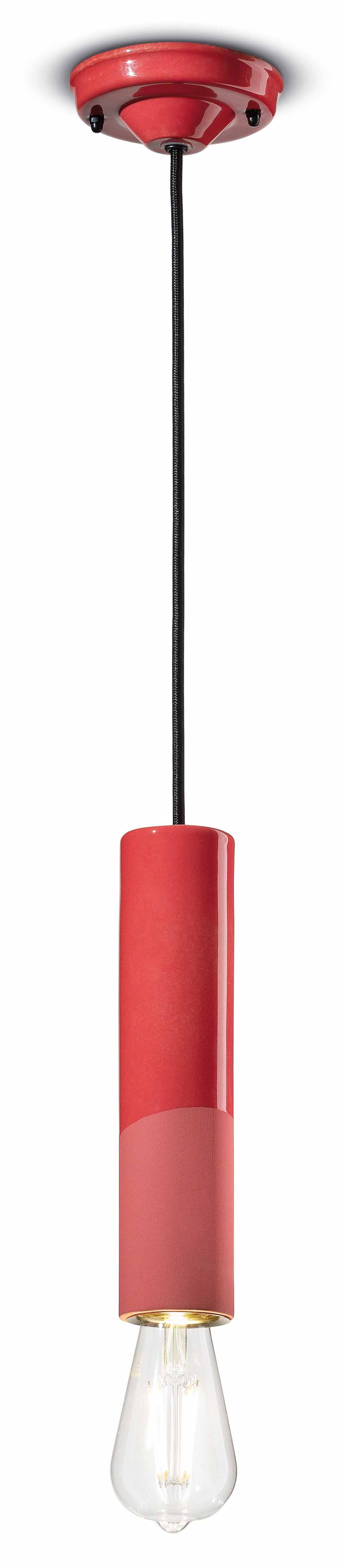 Licht-Erlebnisse Pendelleuchte ENRICO, ohne Leuchtmittel, Keramik E27 Ø 5,5 cm rund Koralle Retro Handarbeit