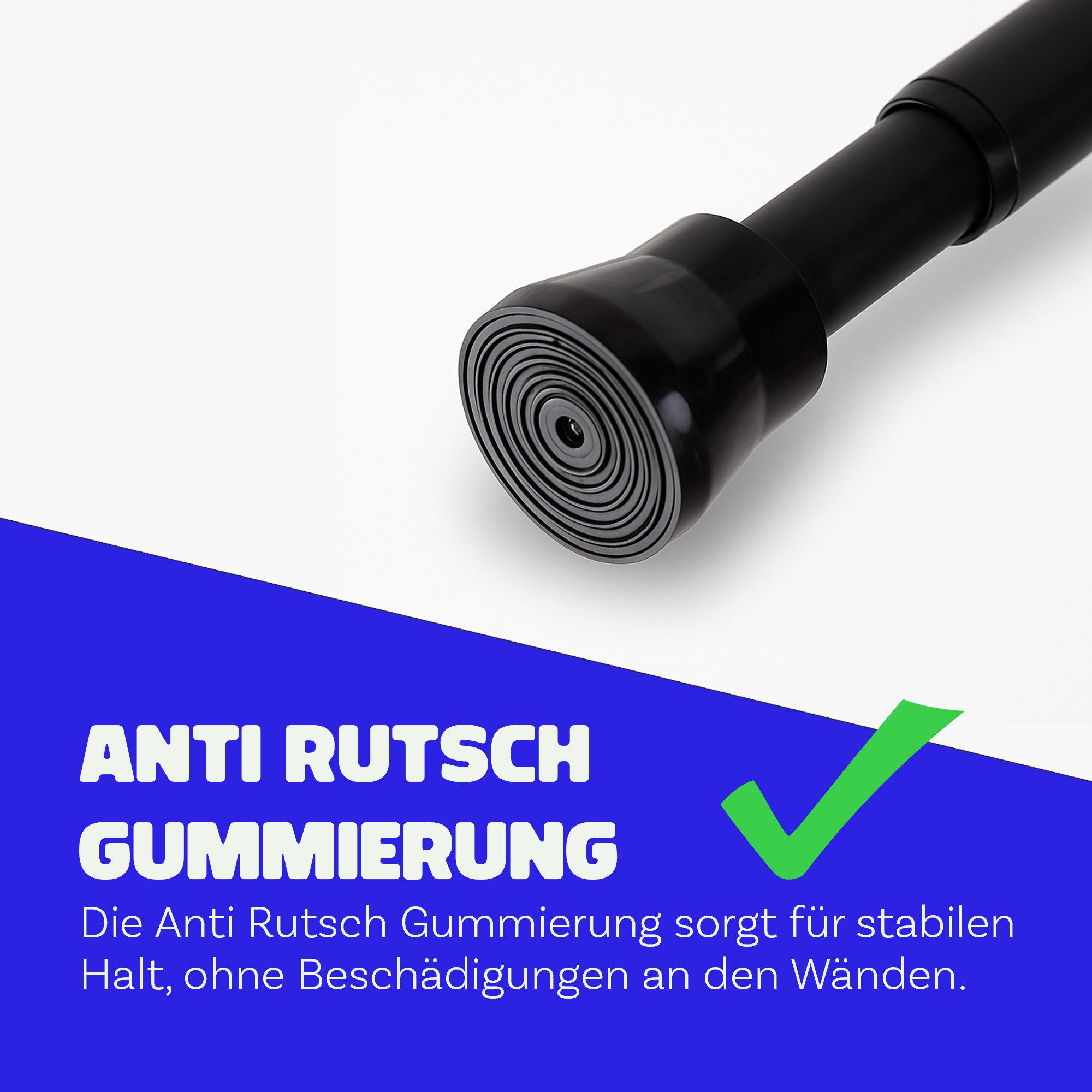 Bestlivings Spannstange ohne Bohren, Ø 19 mm, 1-läufig, ausdrehbar, klemmen, geklemmt, Metall, bis 5 kg belastbar, Stange: Metall, Endstück: Kunststoff (Antirut – Bild 5 von 5
