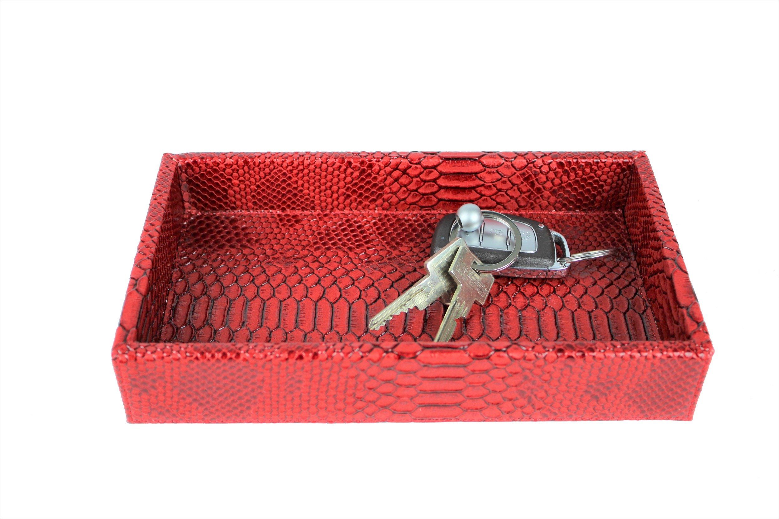 Signature Home Collection Dekotablett Tablett klein Reptil Kunstleder mit Rand, Tablett in Kunstleder: pflegeleicht & abwischbar