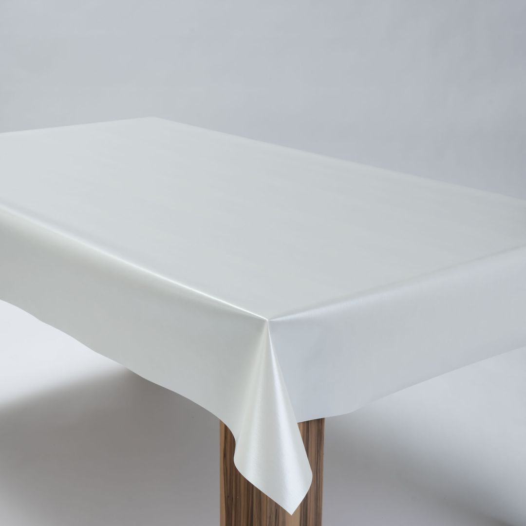 laro Tischdecke Wachstuchtischdecke Uni Reinweiß PVC Eckig – Bild 3 von 5