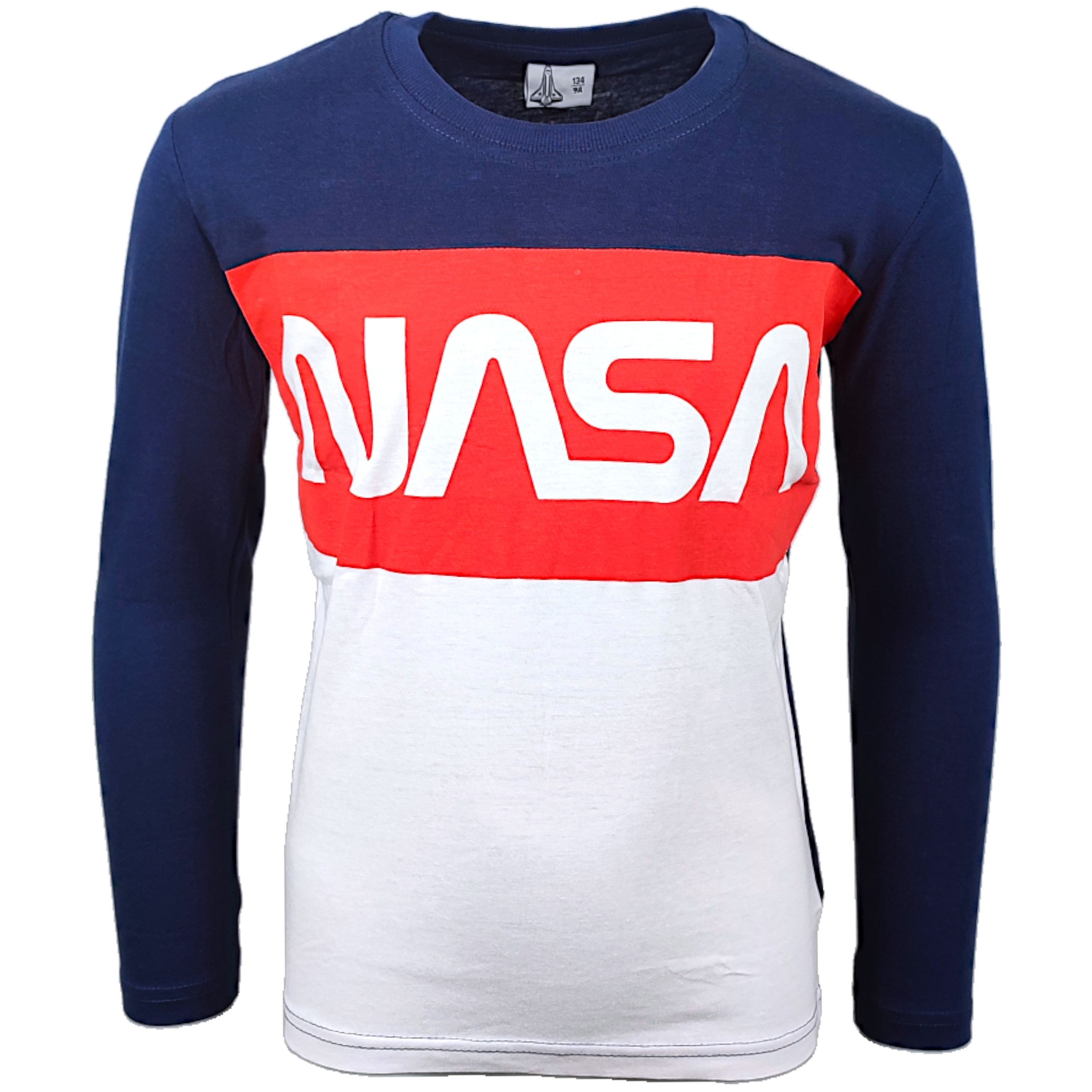 NASA Langarmshirt Colourblock-Design mit NASA-Logo Jungen Shirt aus Baumwolle Gr. 134 - 164 cm