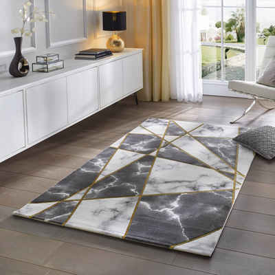 Designteppich Kurzflorteppich Carrara 740, TaraCarpet, rechteckig, Höhe: 13 mm, marmor Design abstrakt Wohnzimmer Schlafzimmer modern 080x150 cm