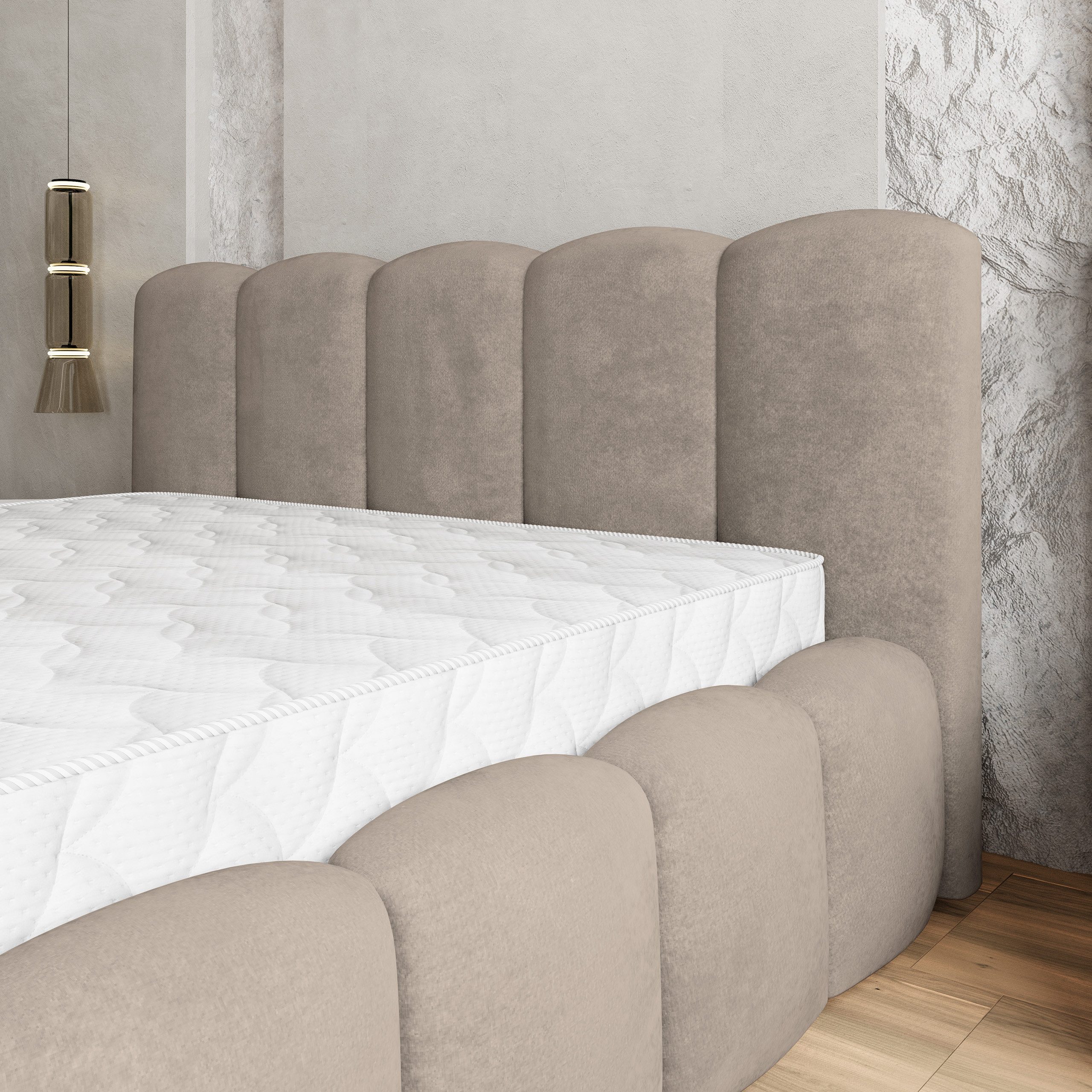 Masseno Polsterbett FALINA 180x200 cm beige (mit Bettkasten und Lattenrost) – Bild 3 von 5