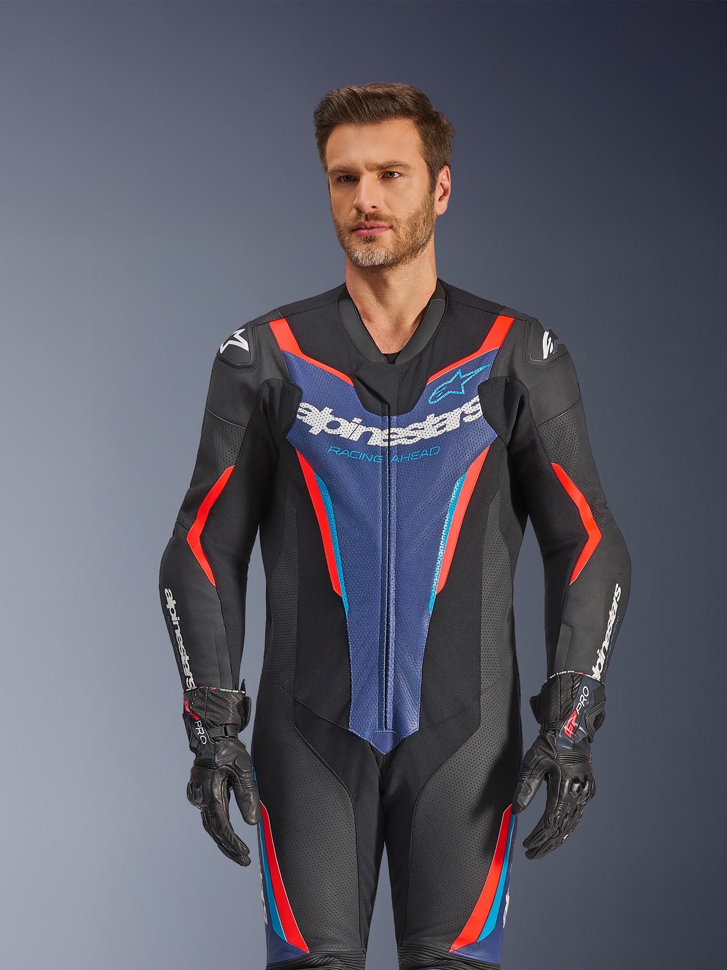 Alpinestars Motorradkombi GP Force V2 1-Teiler Motorrad Lederkombi Airbag vorbereitet,Ellenbogenprotektoren enthalten,Hüftprotektore