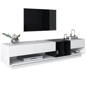 HAUSS SPLOE Lowboard TV-Lowboards TV Schrank Fernsehschrank TV-Tisch (TV-Schrank), Kombination in Hochglanz-Weiß und Schwarz, Breite 190cm