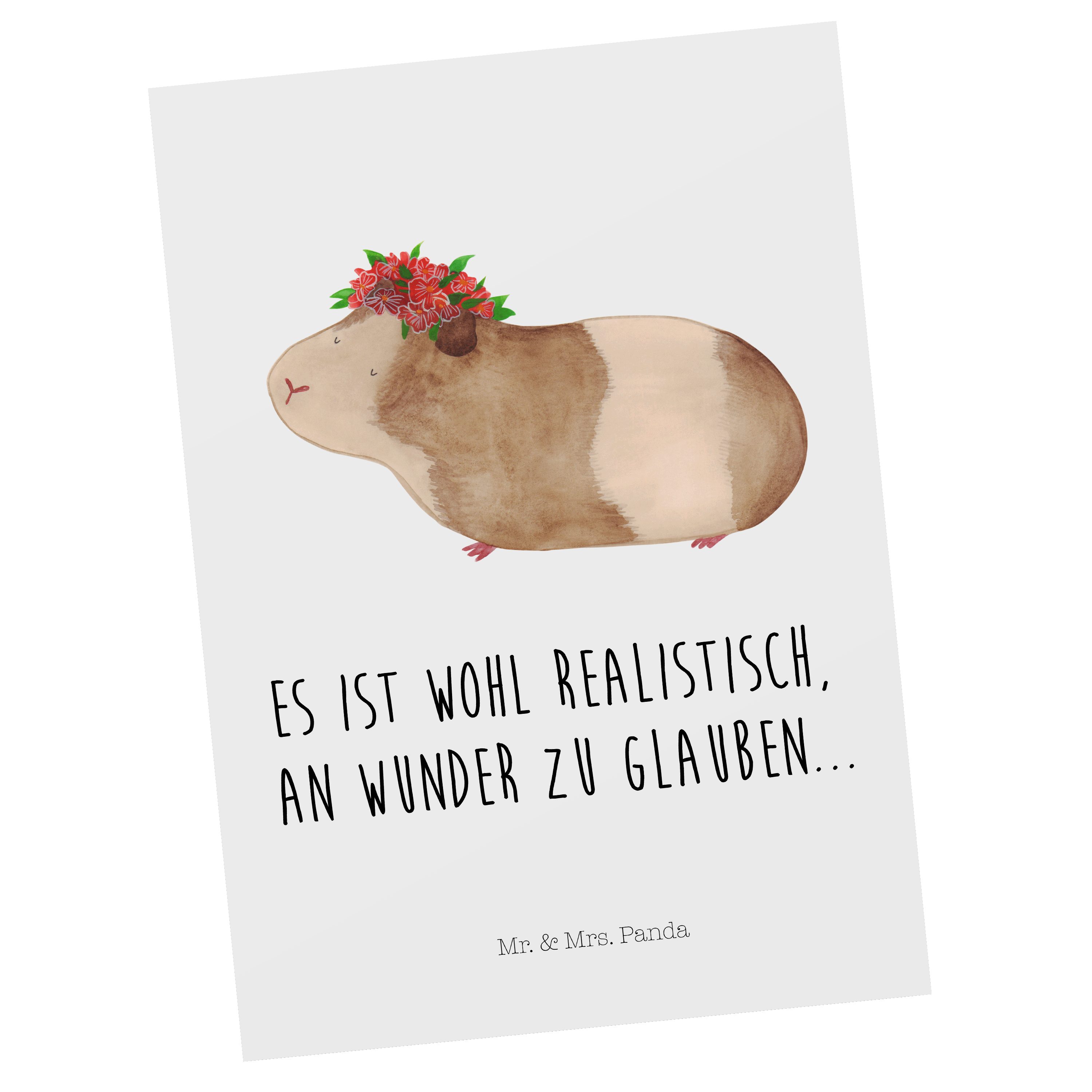 Mr. & Mrs. Panda Postkarte Meerschweinchen weise - Weiß - Geschenk, Gute Laune, Weisheit, Dankes