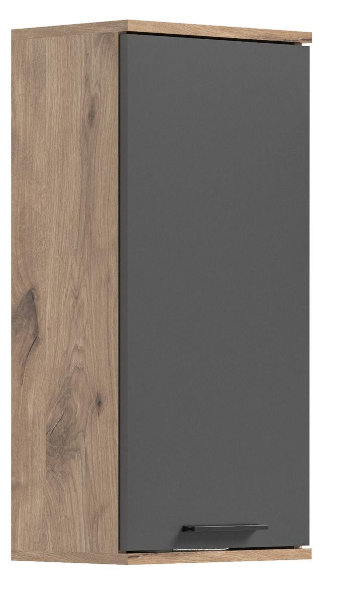 möbelvita Badkommode Forge Hängeschrank B/H/T 37x77x24 in Nox Oak und Basalt