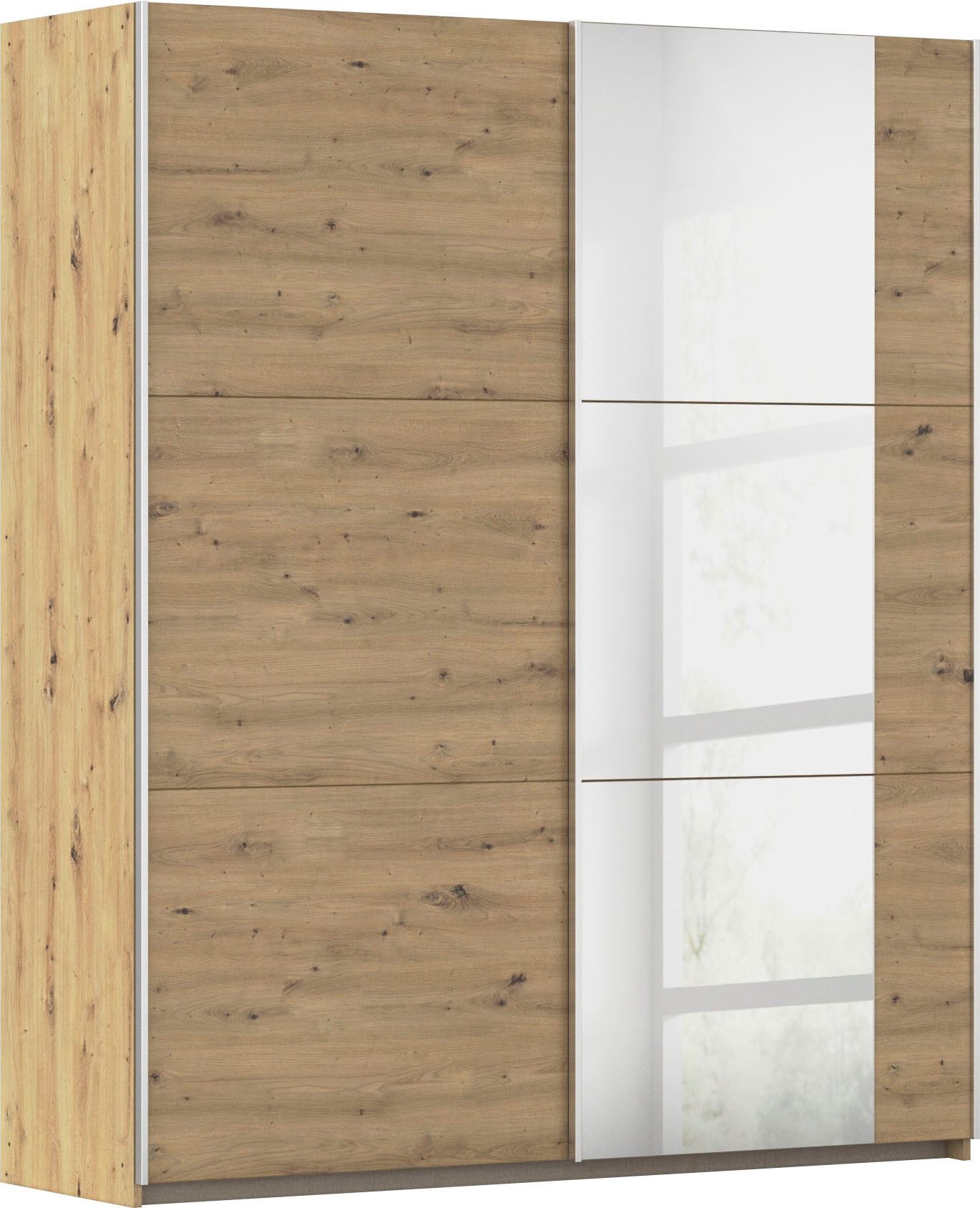rauch Schwebetürenschrank Kleiderschrank Drehtürenschrank Schrank Garderobe KRONACH (in 3 Ausstattungen BASIC/CLASSIC/PREMIUM, Breiten 131/175/218/261 cm) optional ohne, mit 1 oder 2 Spiegel, viel Stauraum MADE IN GERMANY